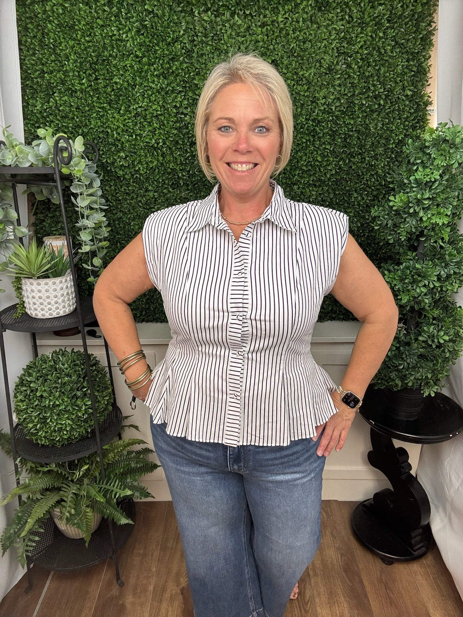 City Line Pintuck Sleeveless Shirt