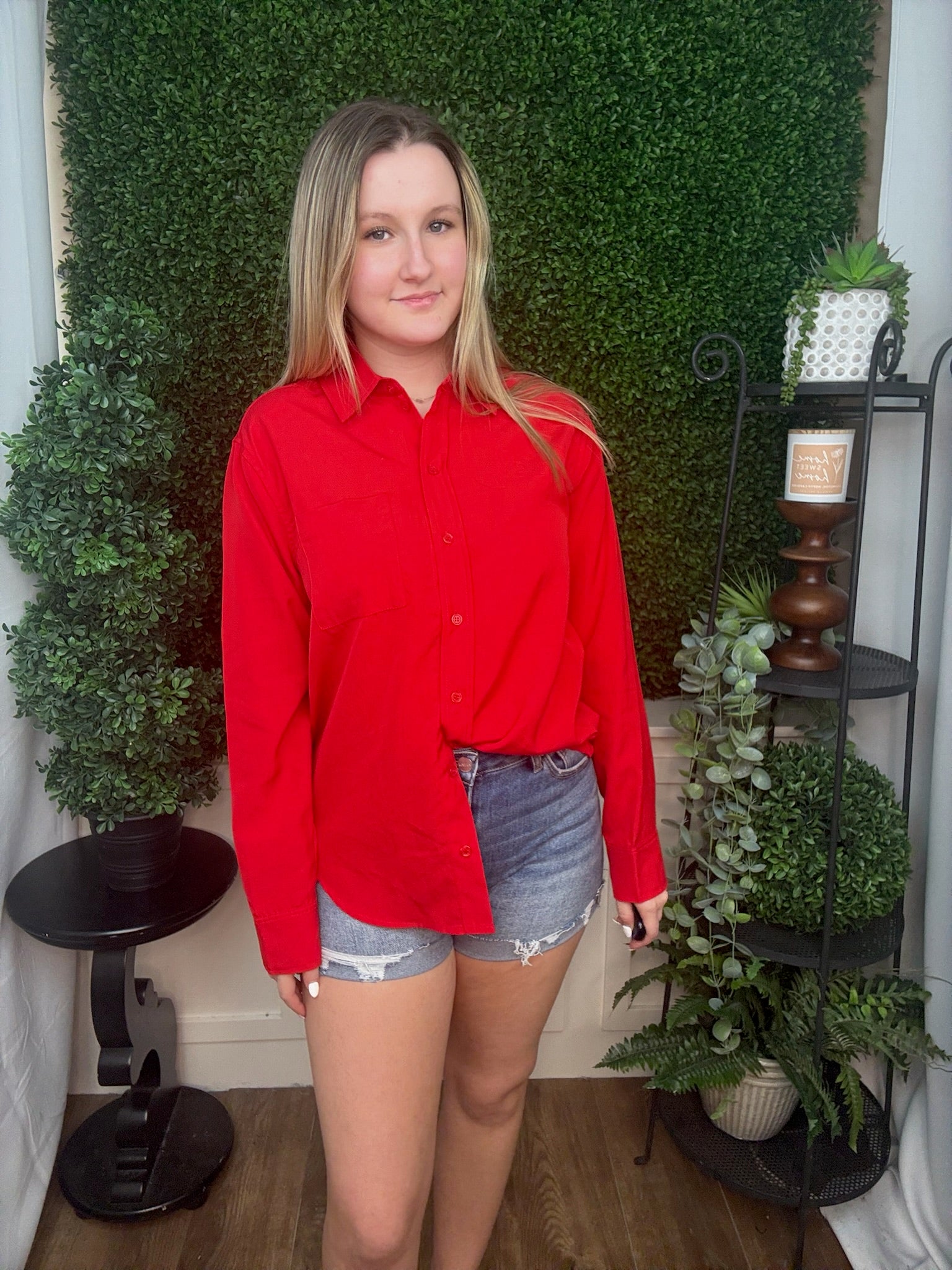 Cherry Pop Button-Down Blouse