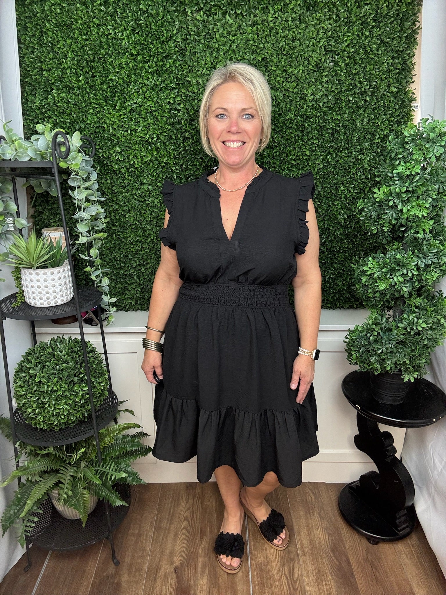 Ruffle Trim Smocked Waist Dress