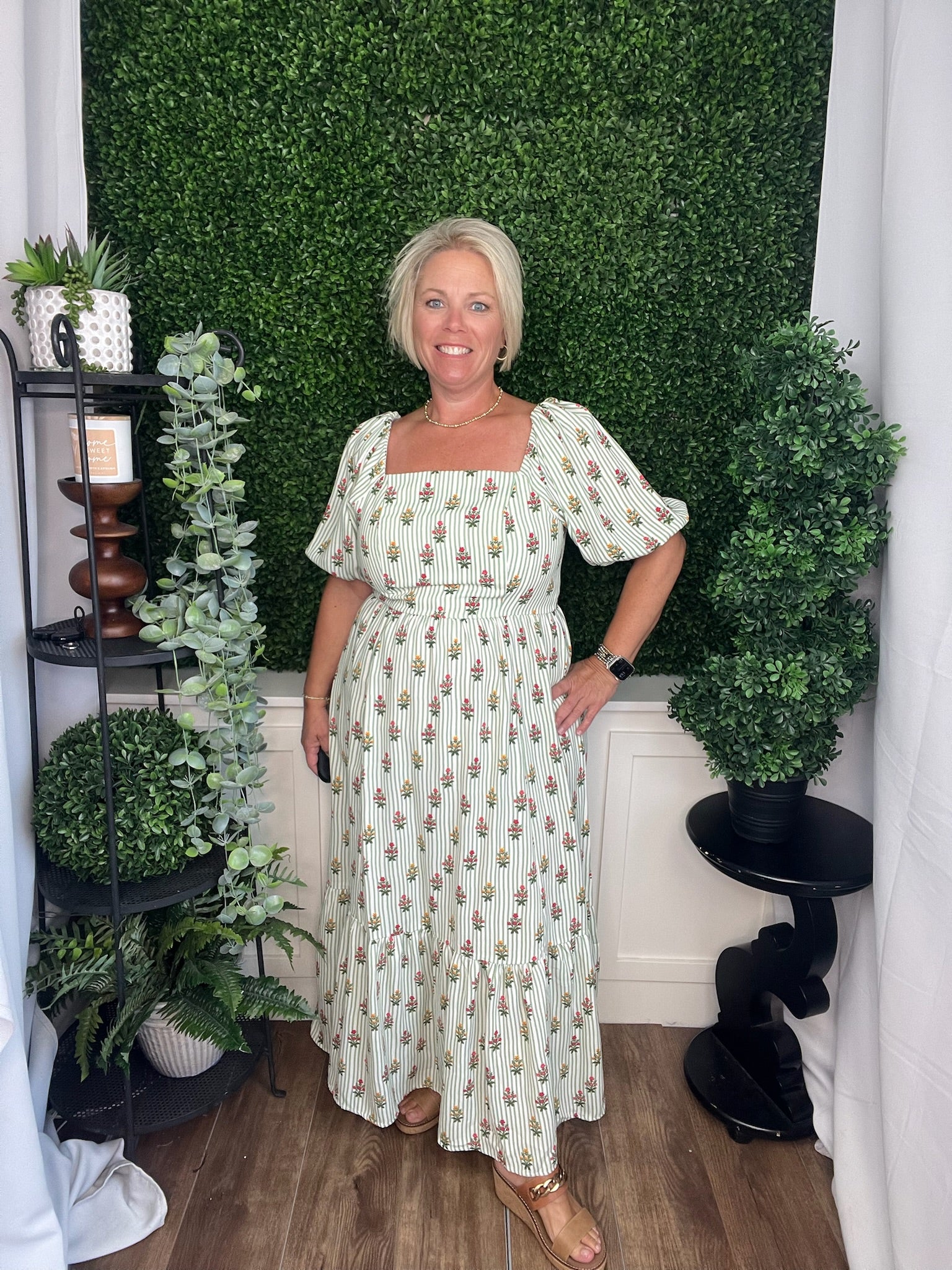 DRESS ALEXI COTTAGE STRIPES GREEN