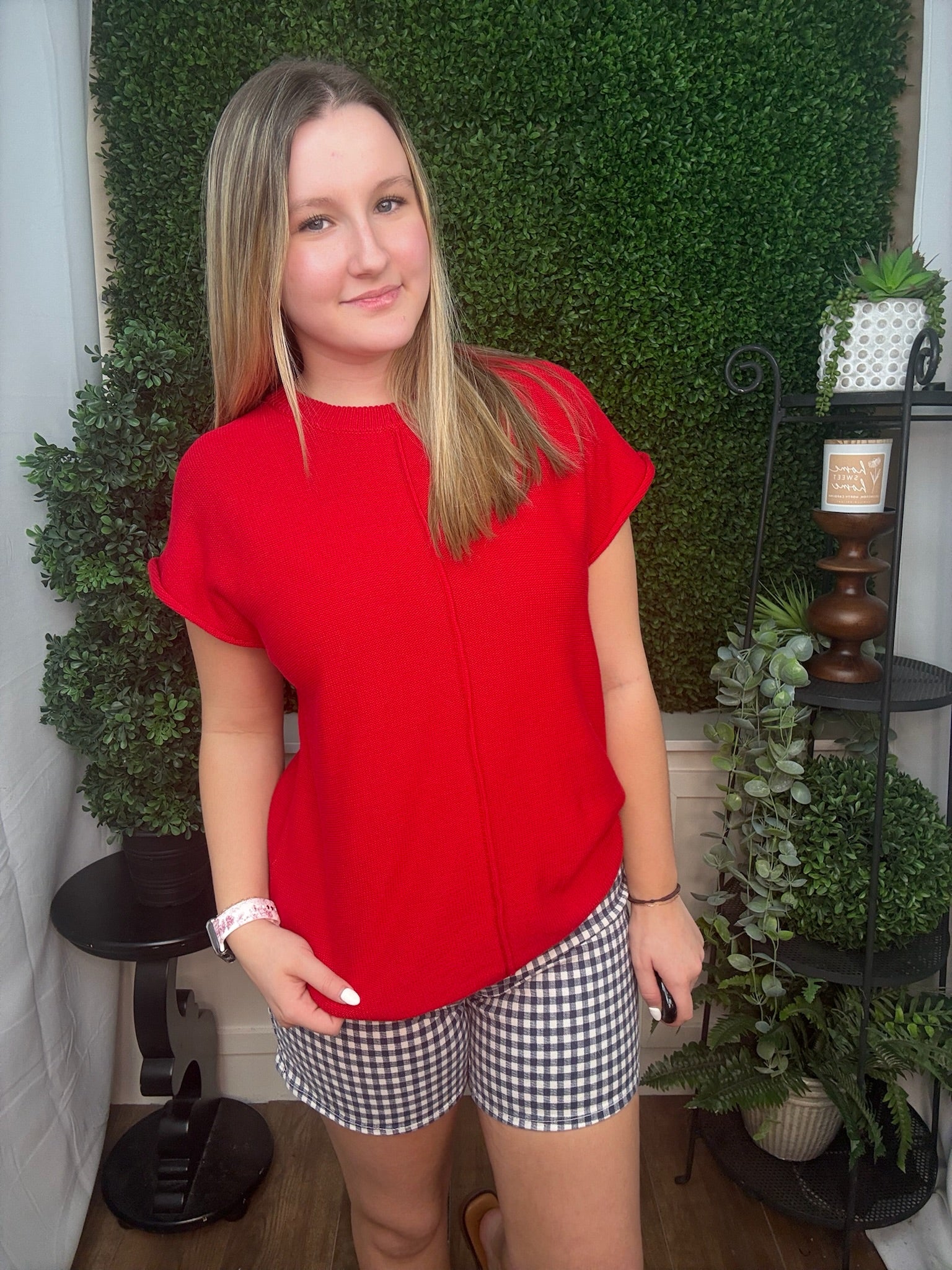 Crimson Textured Knit Pullover