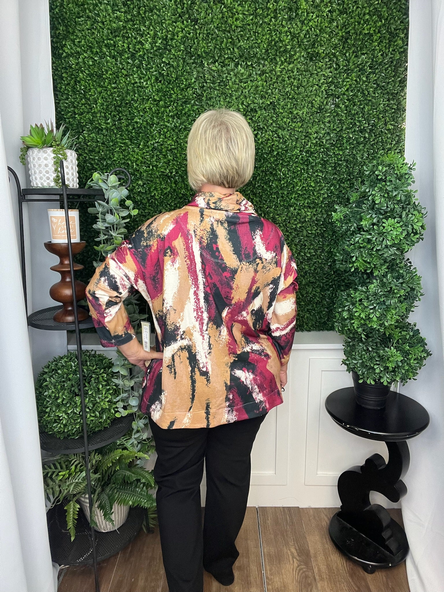 PRINTED HACCI COWEL NECK POPOVER MULTI