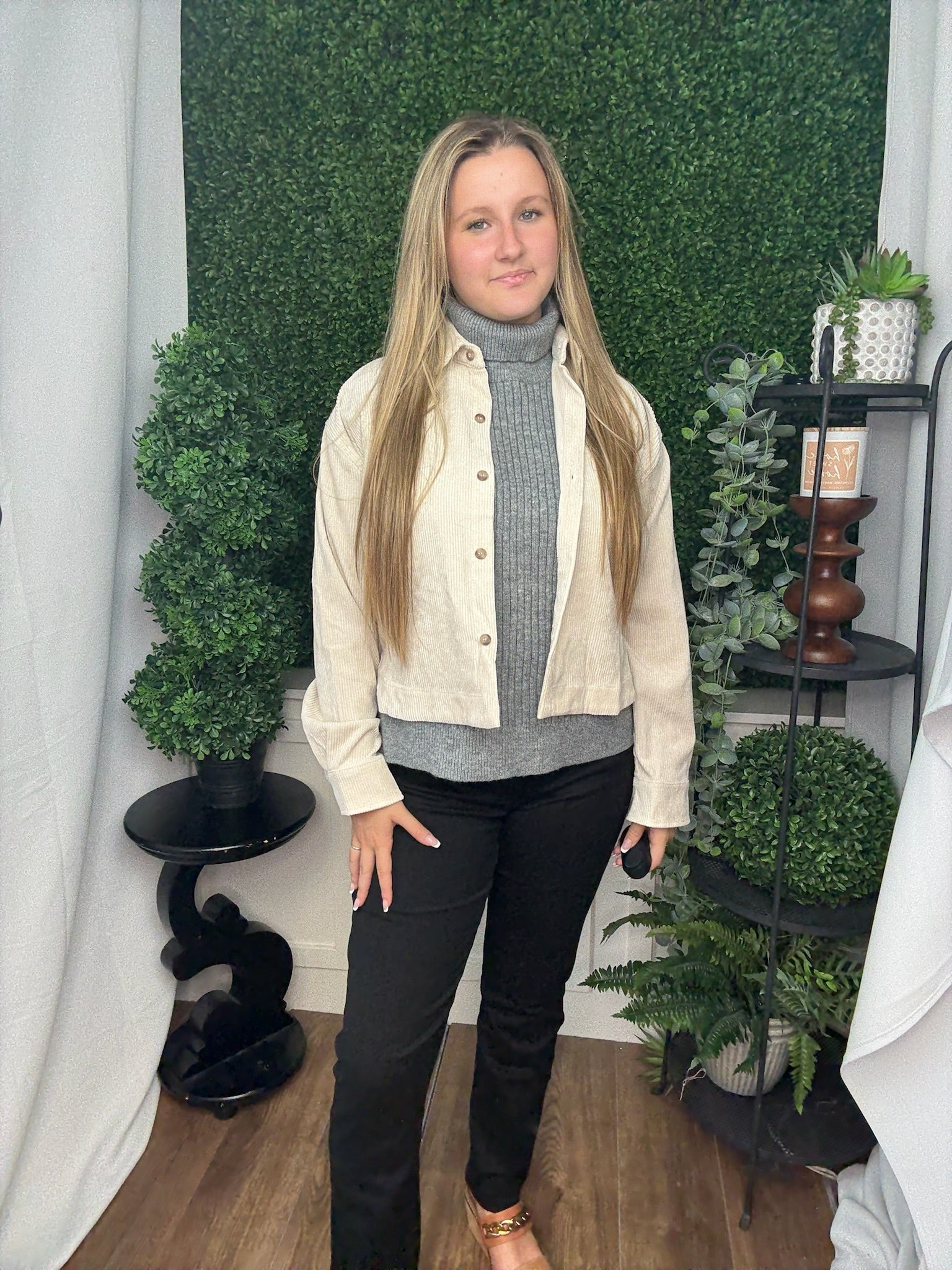 CORDUROY RELAXED TOP SHACKET - SAND