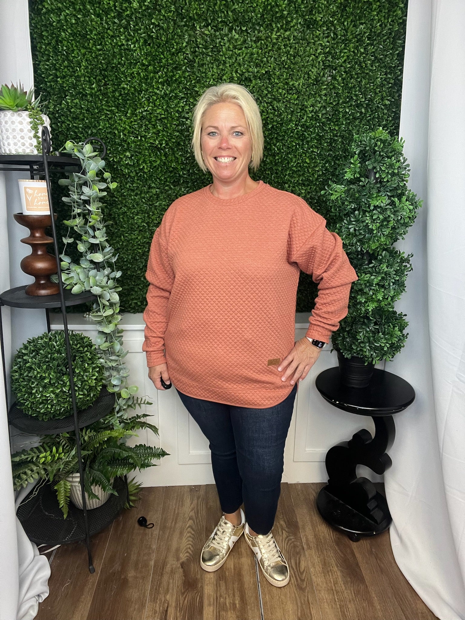 KERRY QUILT LS TOP - COPPER