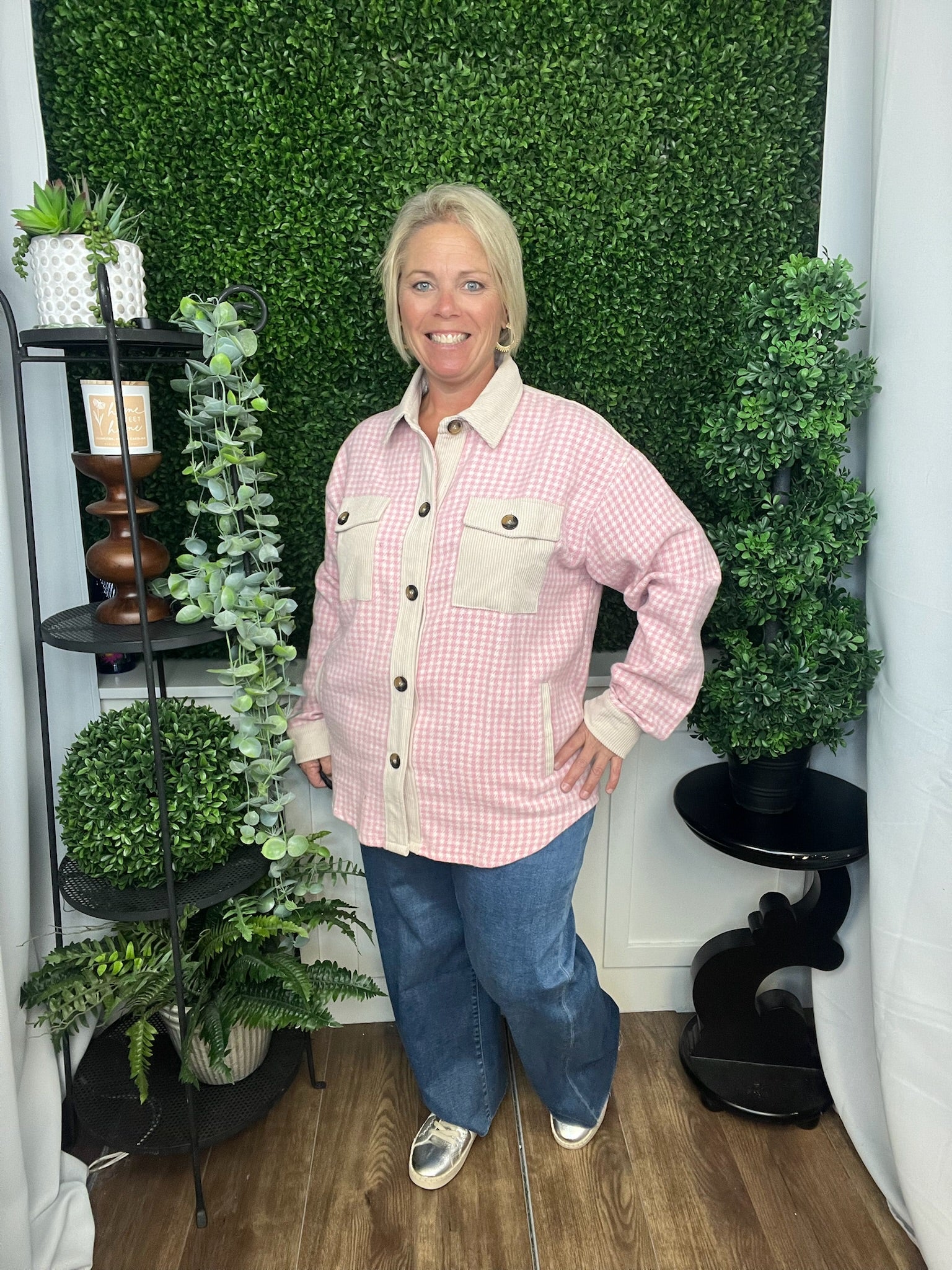 COLOR CONTRAST LS JACKET - PINK