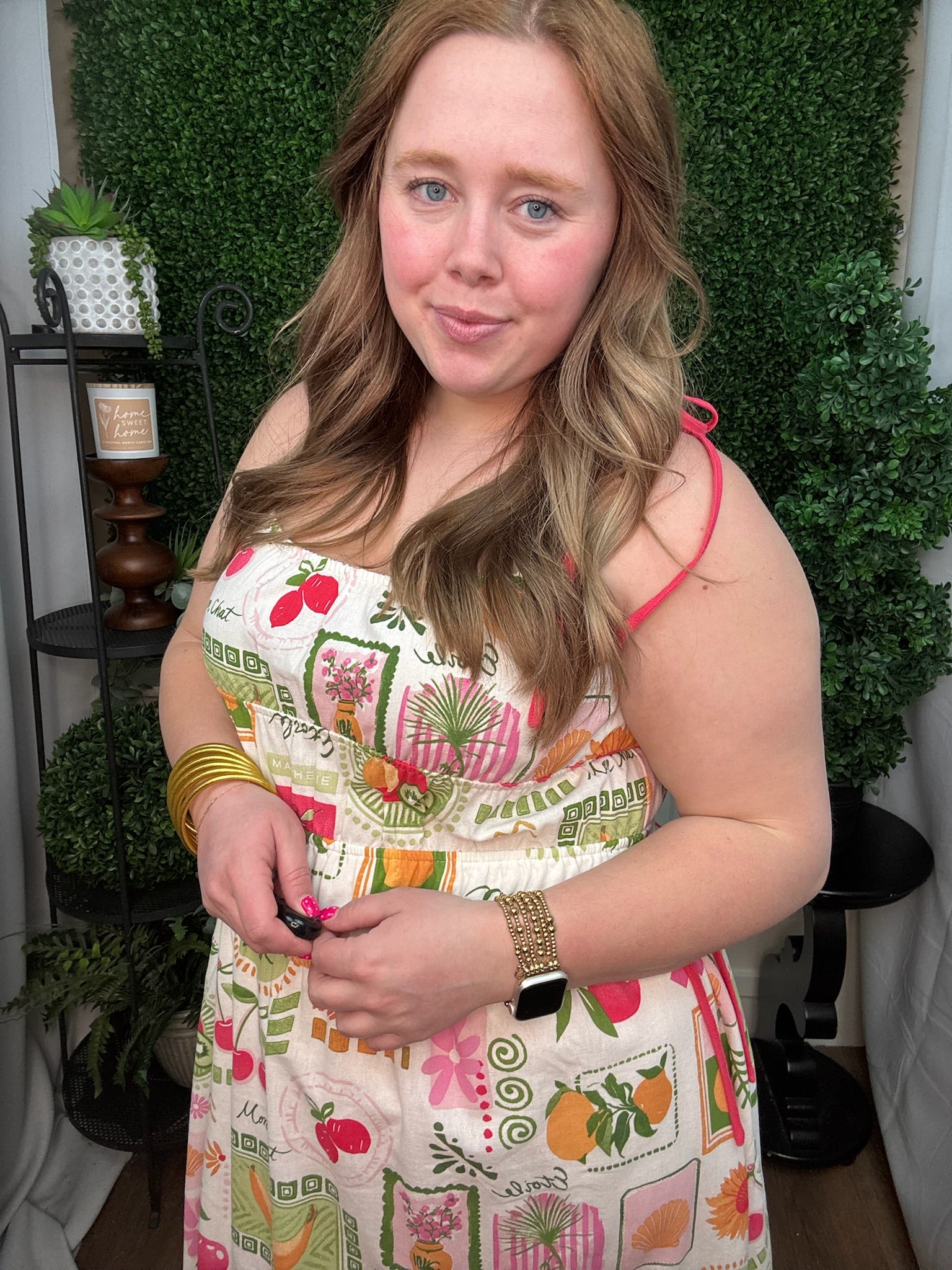 Tutti Frutti Smocked Tie-Strap Dress