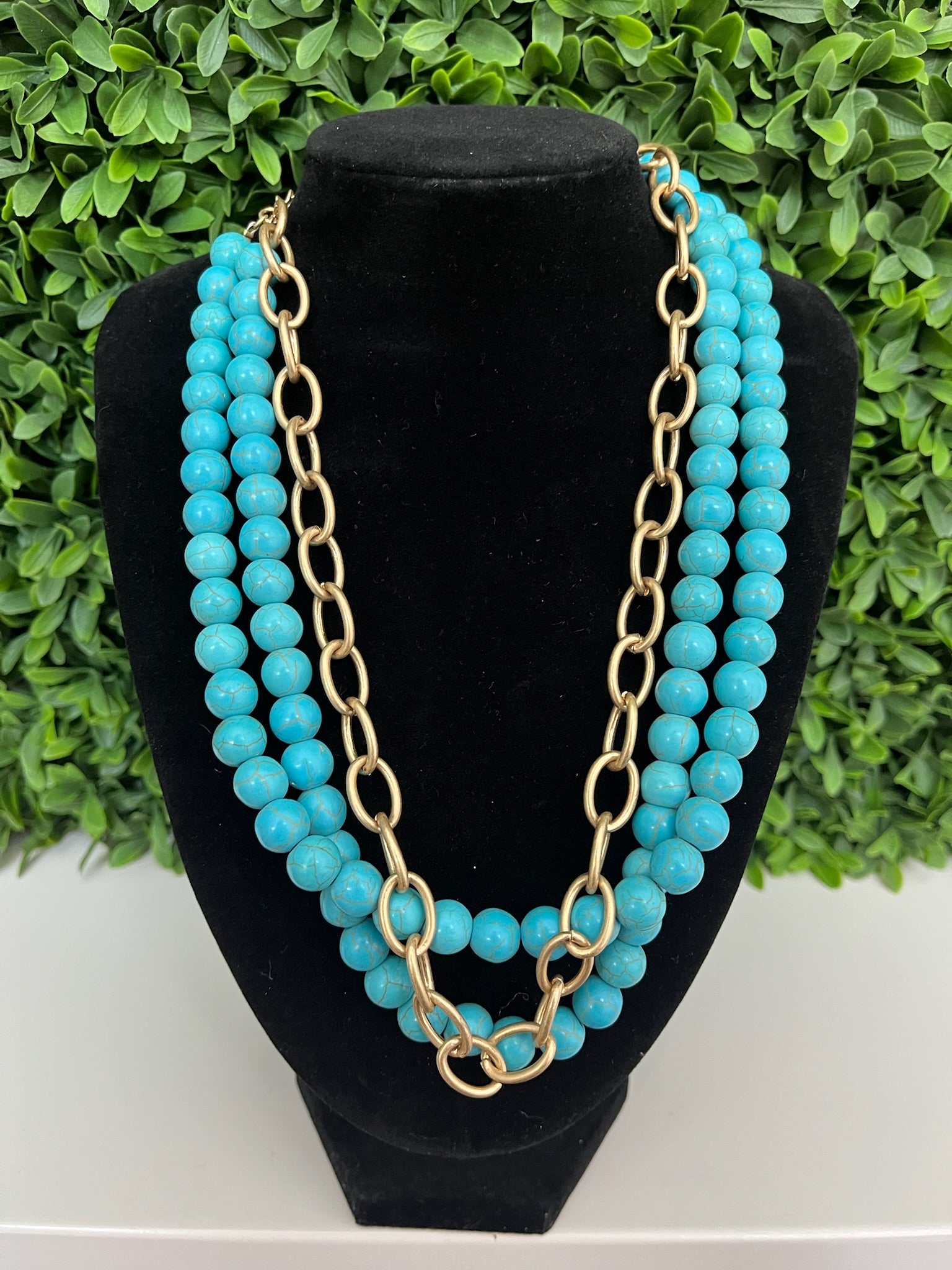 KAYCEE 3-ROW NECKLACE - TORTOISE & WORN GOLD