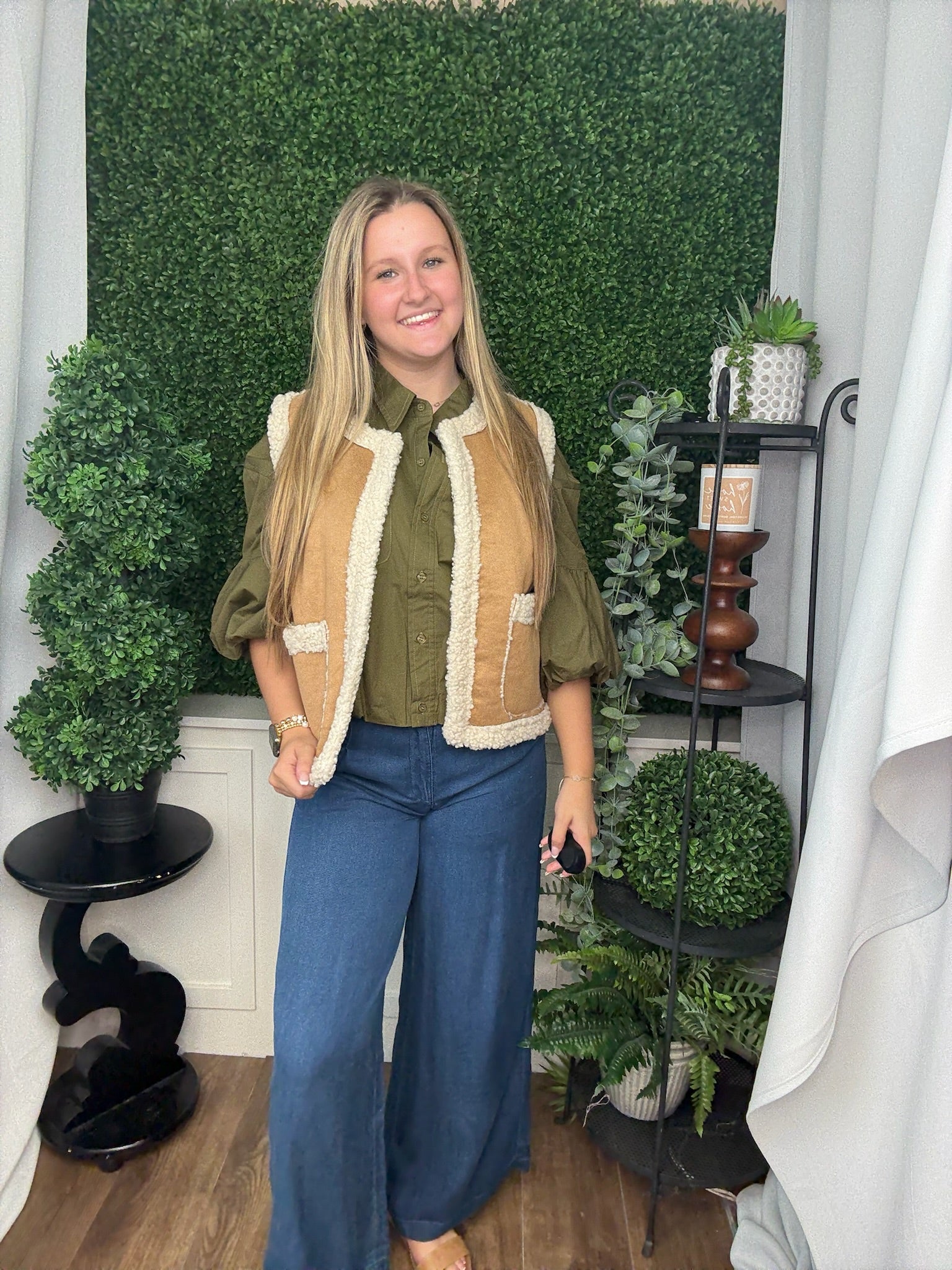 KEEGAN FAUX SUEDE OPEN FRONT VEST