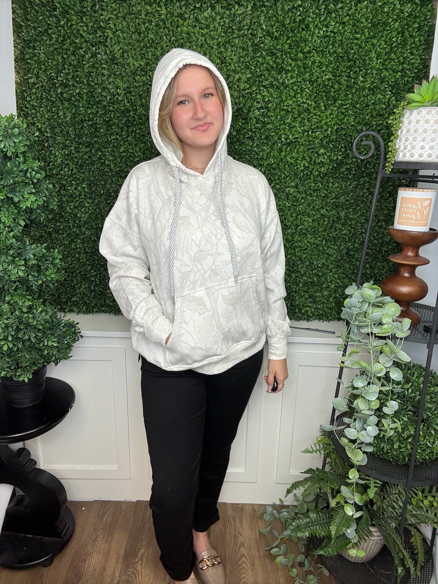 WOODLAND CAMO LS HOODED BLOUSANT OVERSIZED FLEECE - ICE WOODLAND