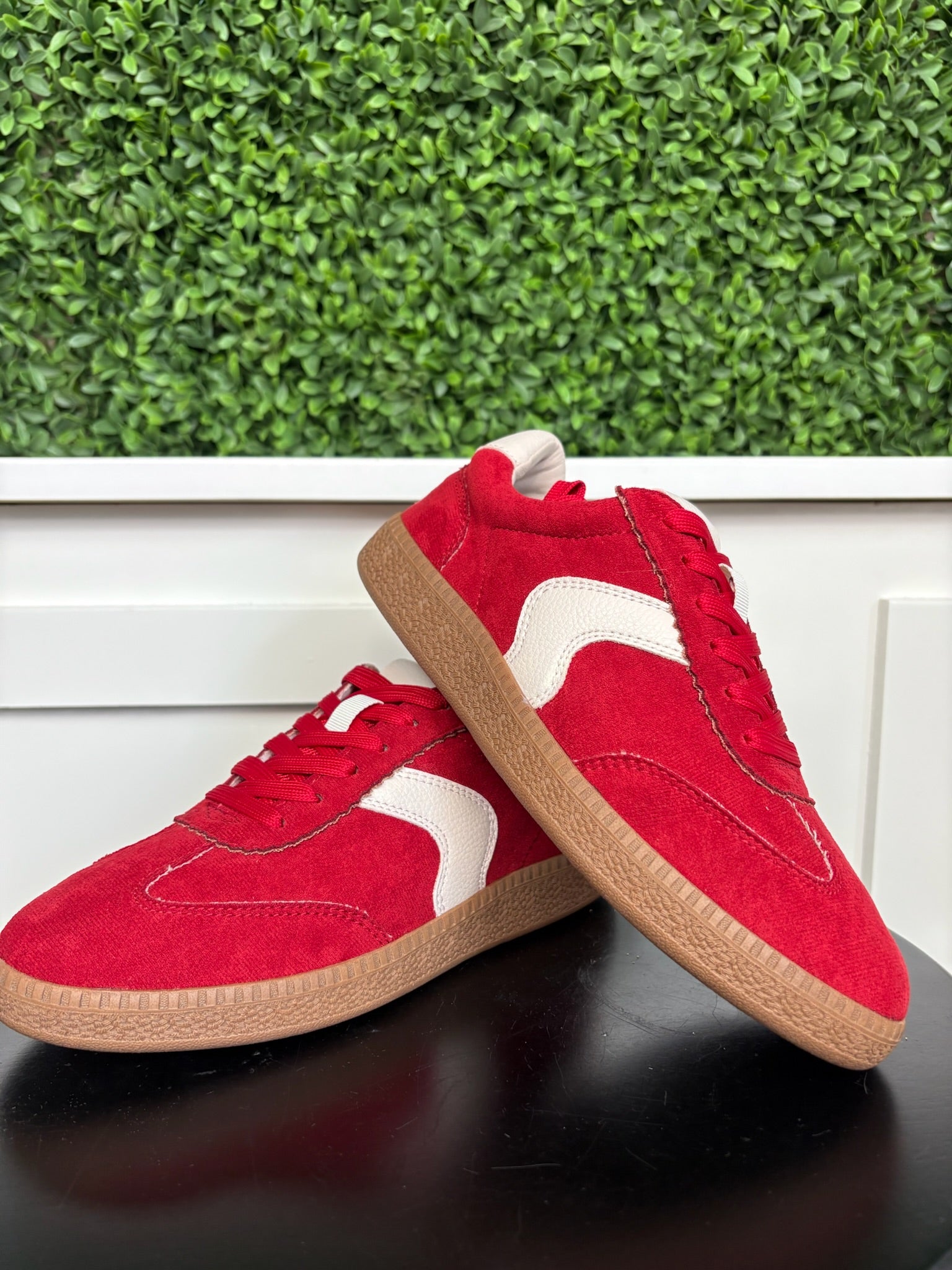 SPOILER ALERT - RED FAUX SUEDE