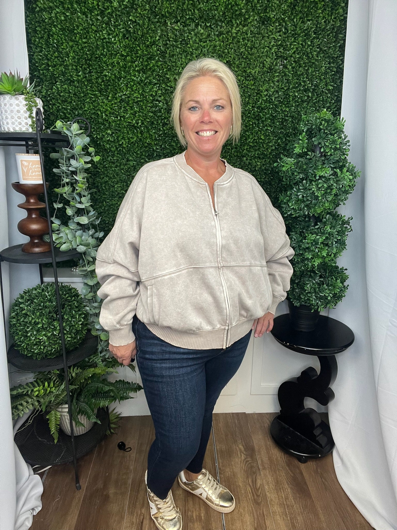 ACID WASHED FLEECE JACKET