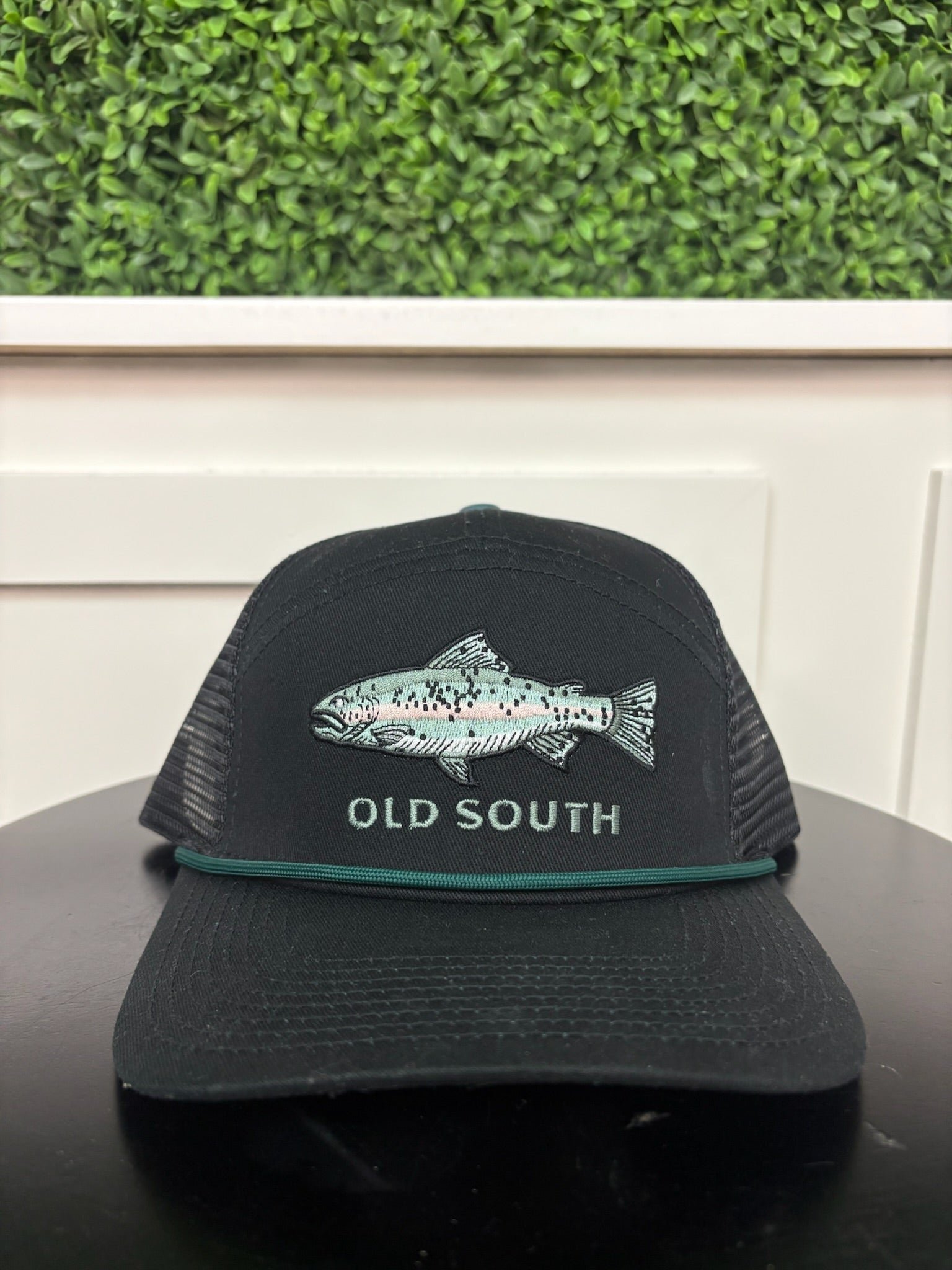 RAINBOW TROUT TRUCKER HAT - BLACK/BLACK