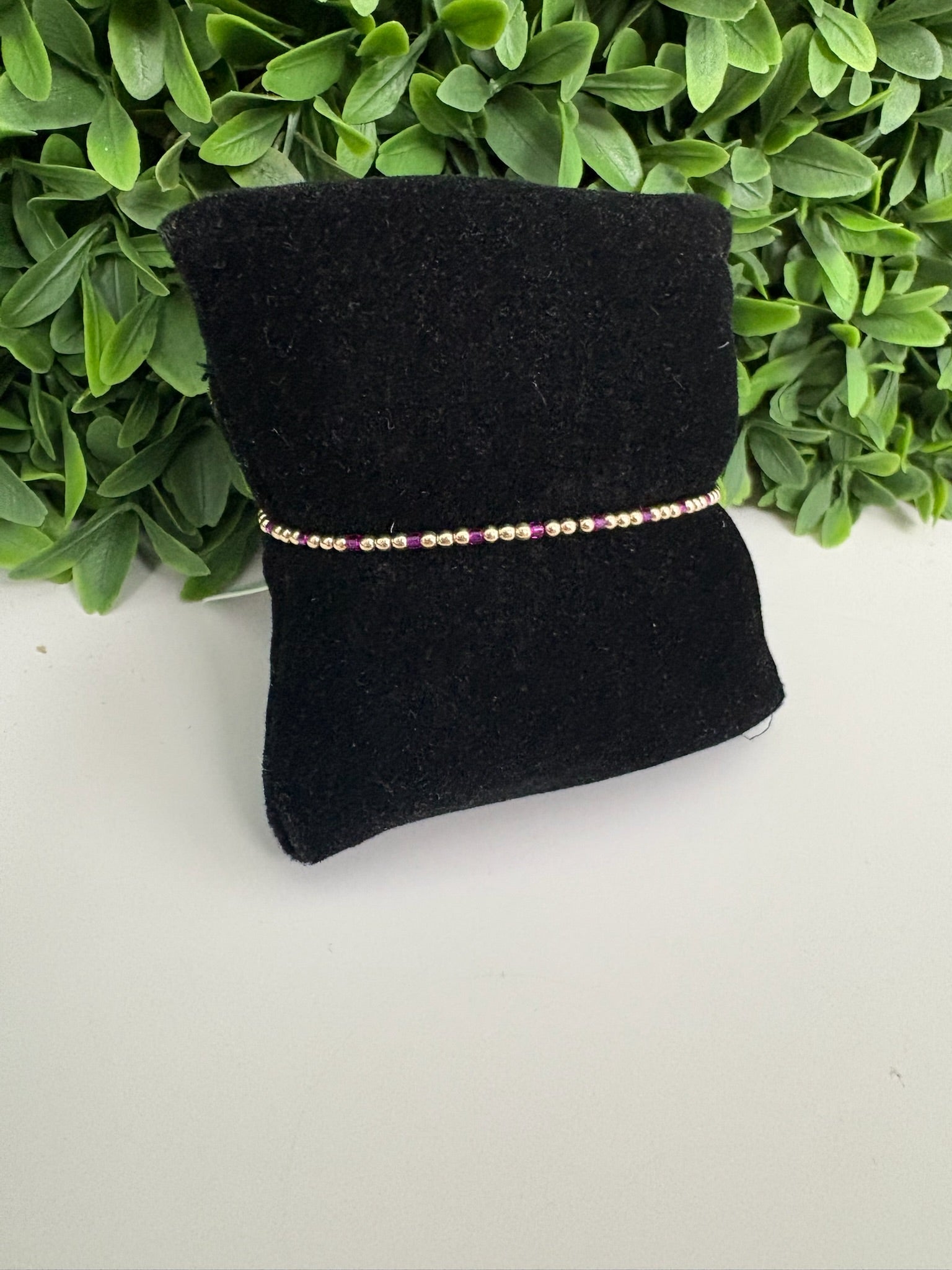 HOPE SINCERITY PATTERN 2MM BEAD BRACELET - FUCHSIA