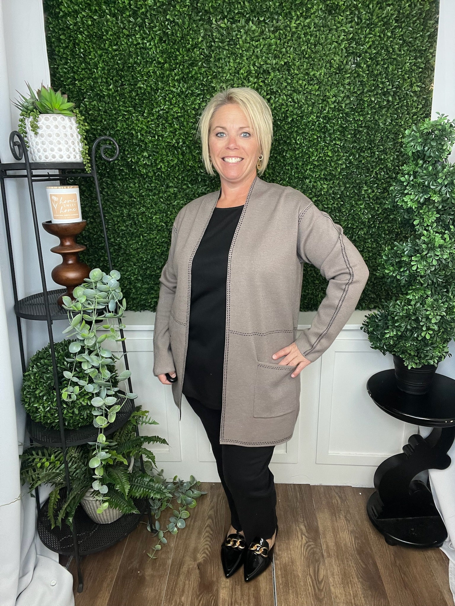 LS OPEN FRONT HEAVY SWEATER - DARK MOCHA