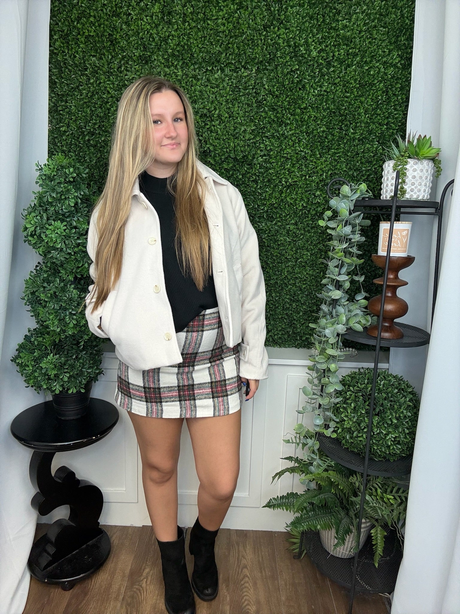 BRUSHED BUTTON-UP JACKET - CREAM