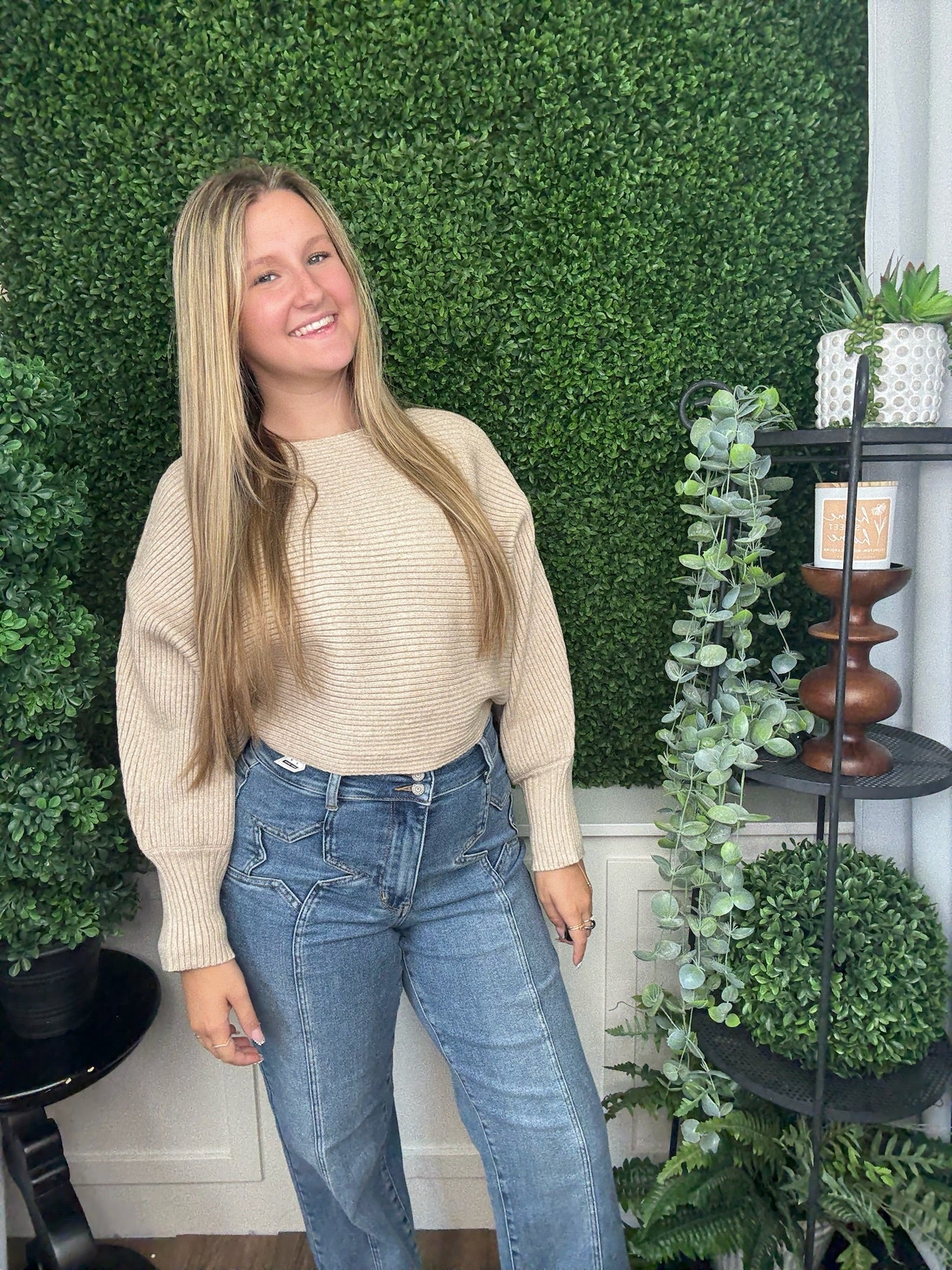 ROUND NECK SWEATER TOP - GOLD