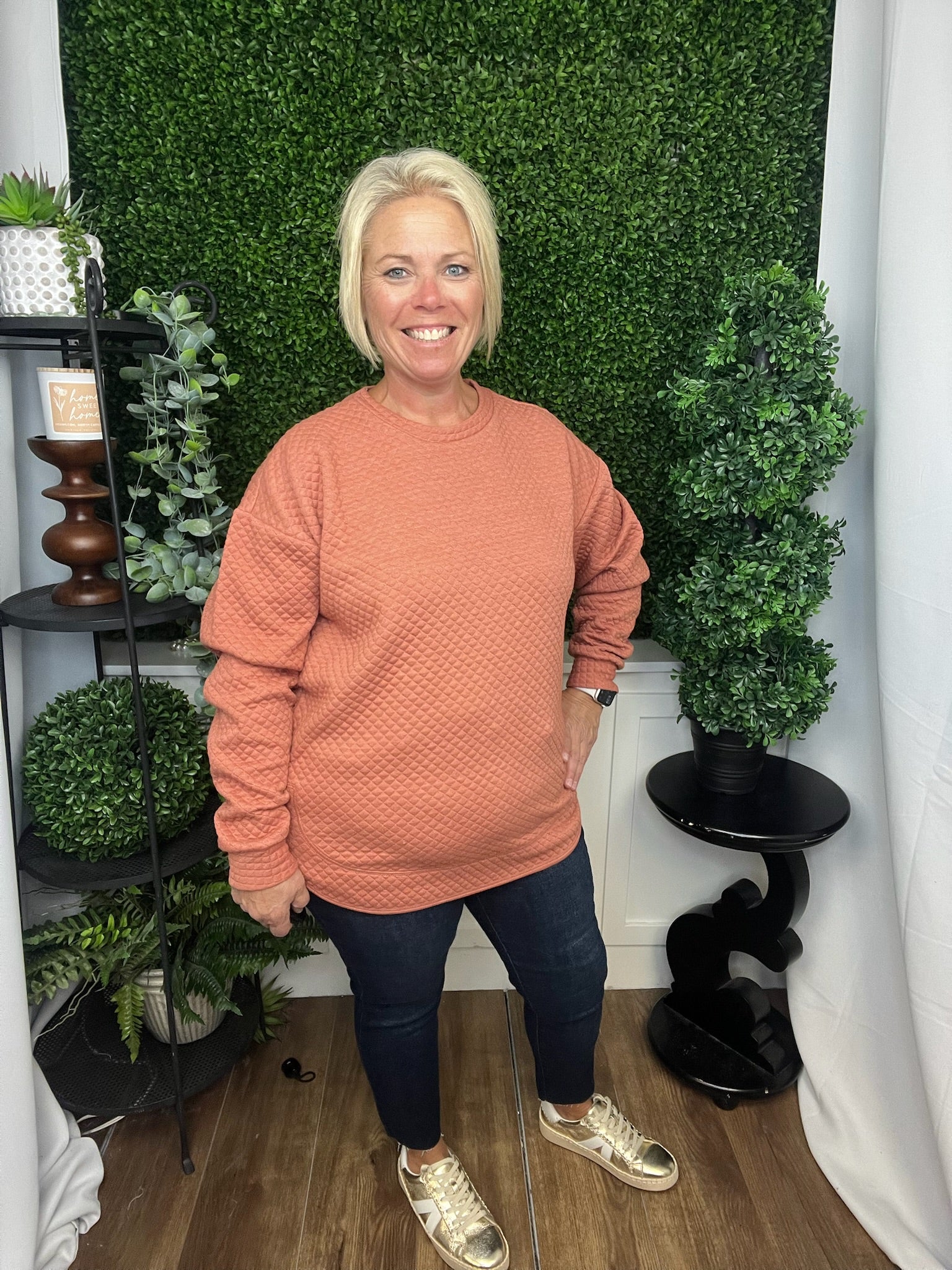 KERRY QUILT LS TOP - COPPER