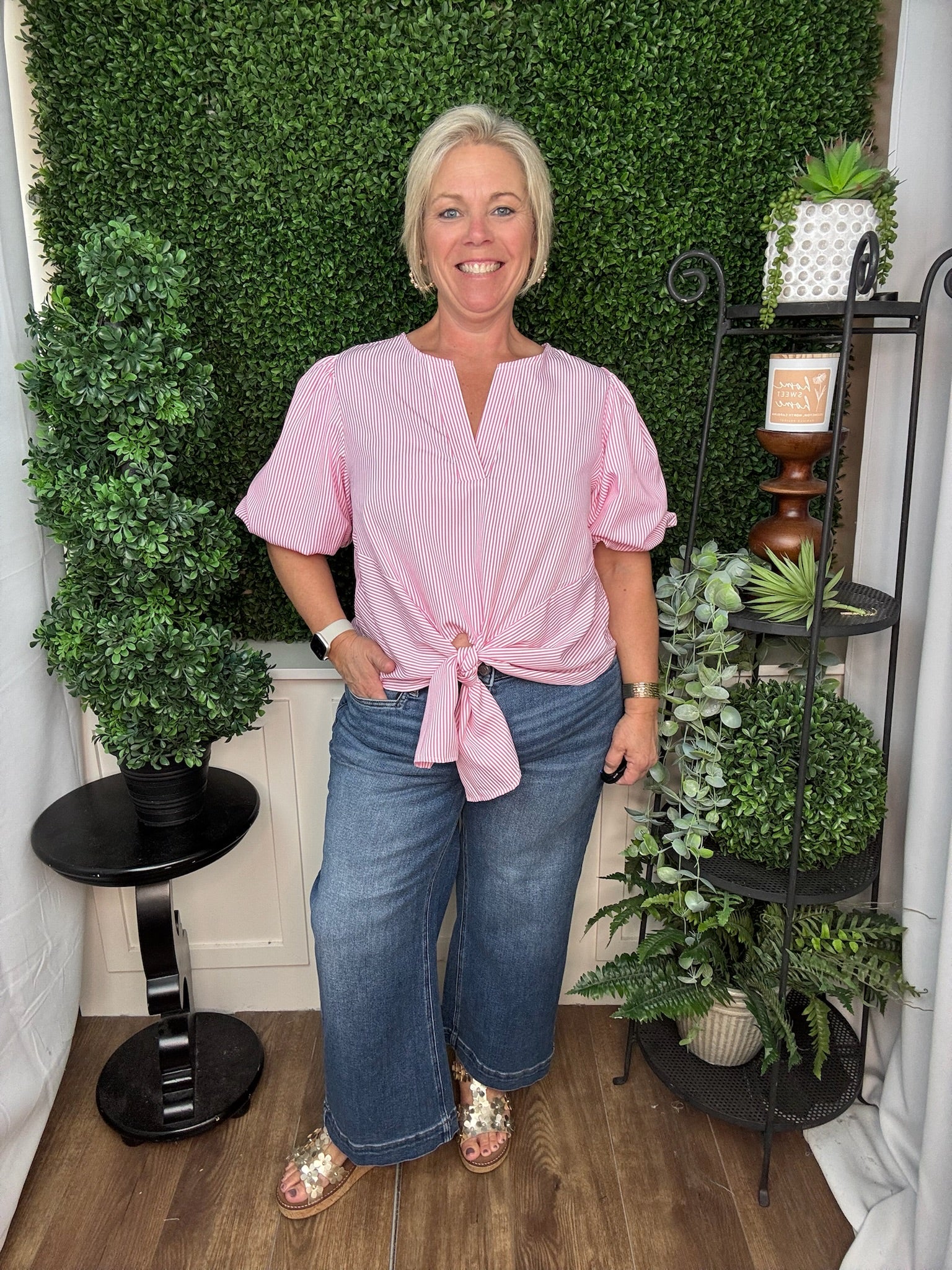 Candy Stripe Tie-Front Blouse