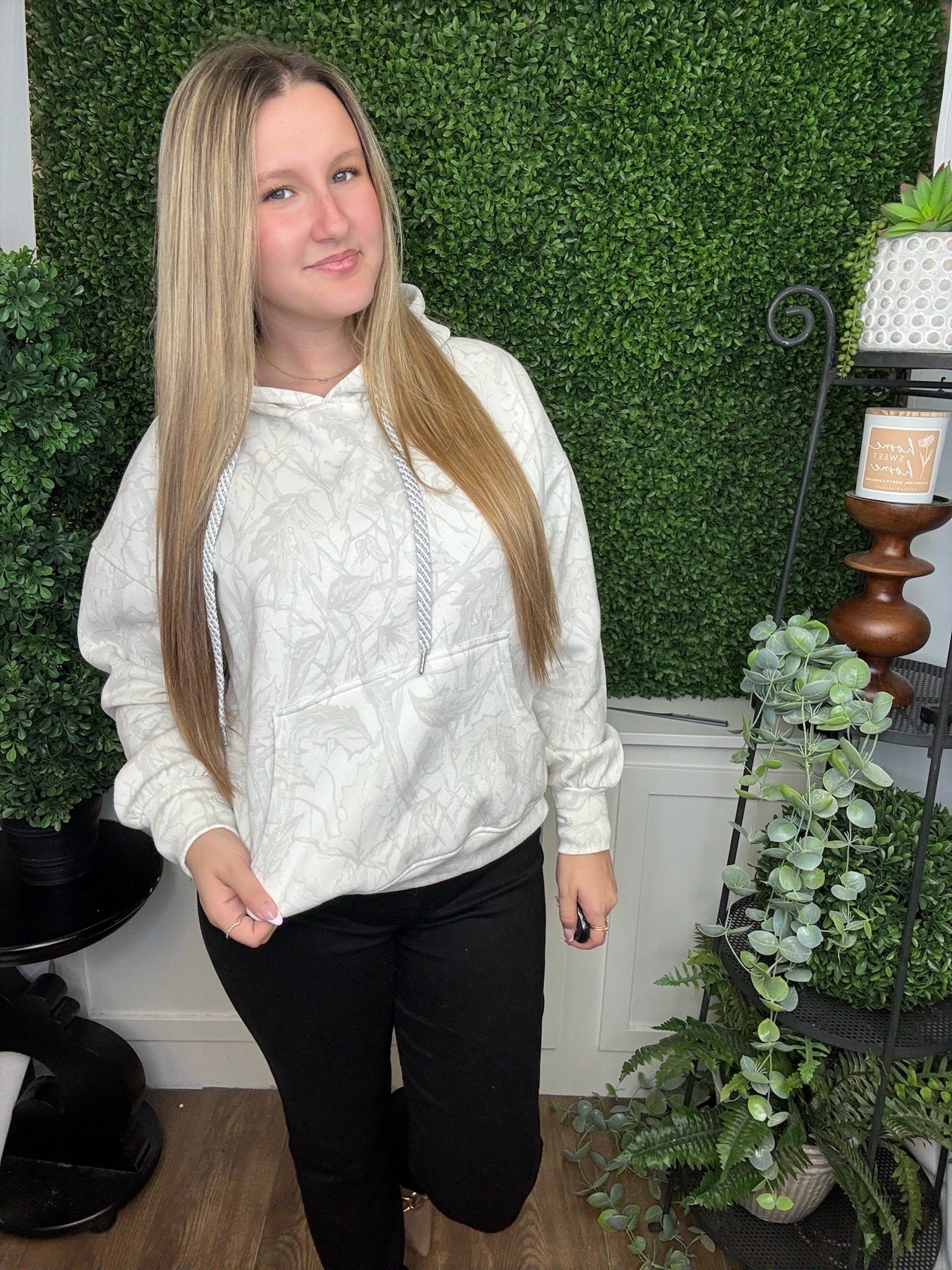 WOODLAND CAMO LS HOODED BLOUSANT OVERSIZED FLEECE - ICE WOODLAND