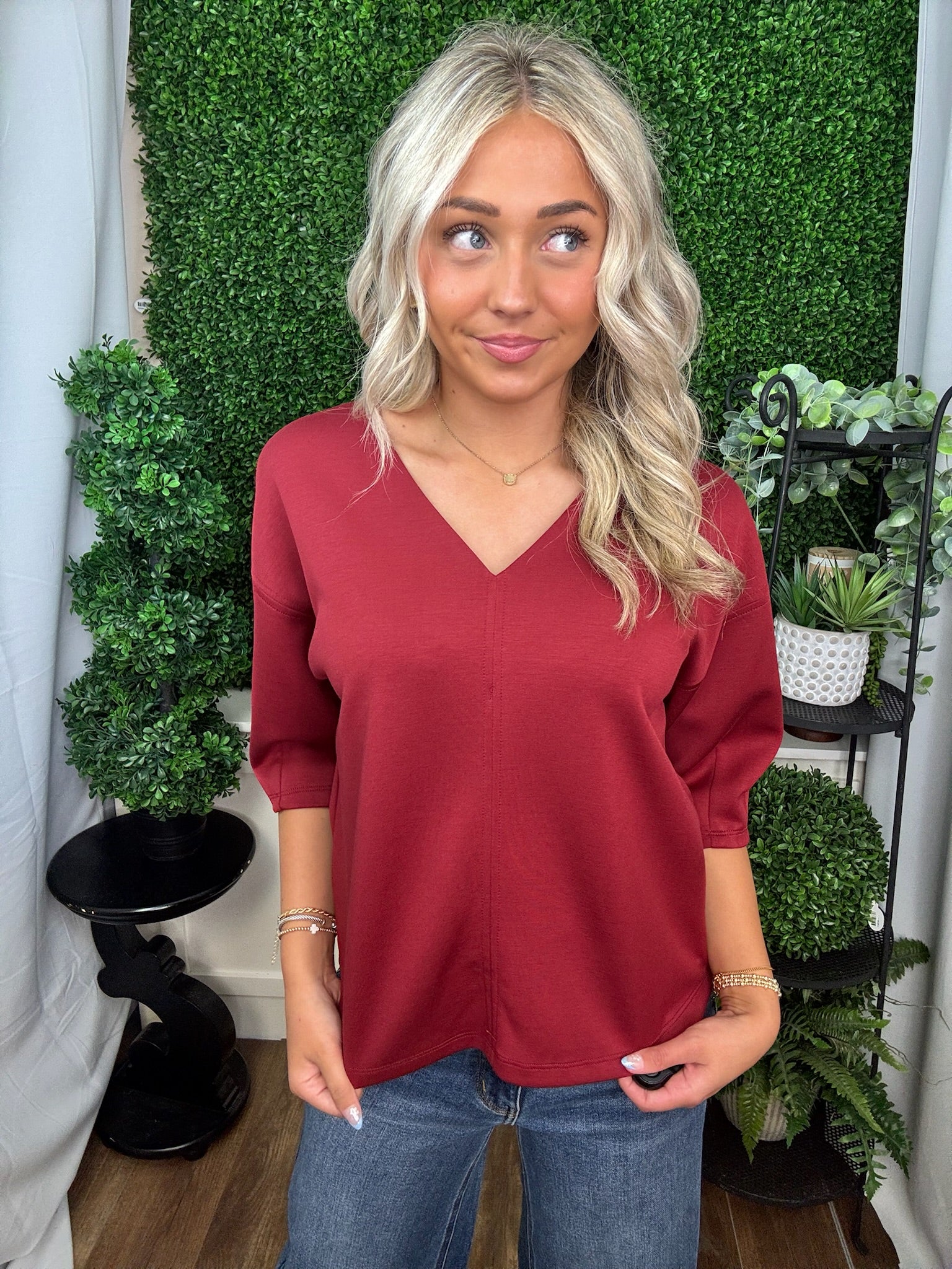 Minimalist V-Neck Relaxed Fit Blouse