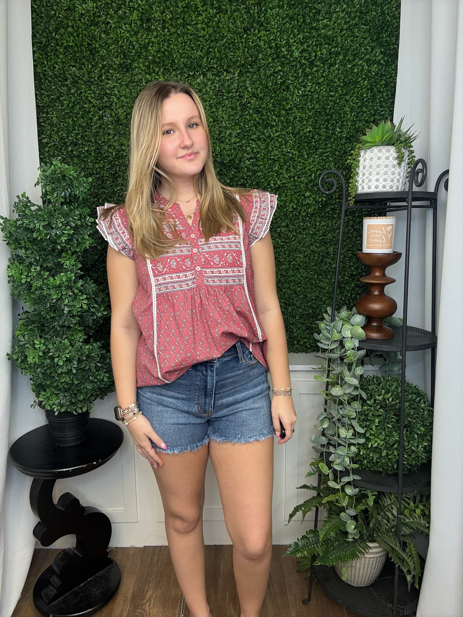 MARINA FLUTTER TOP - RED