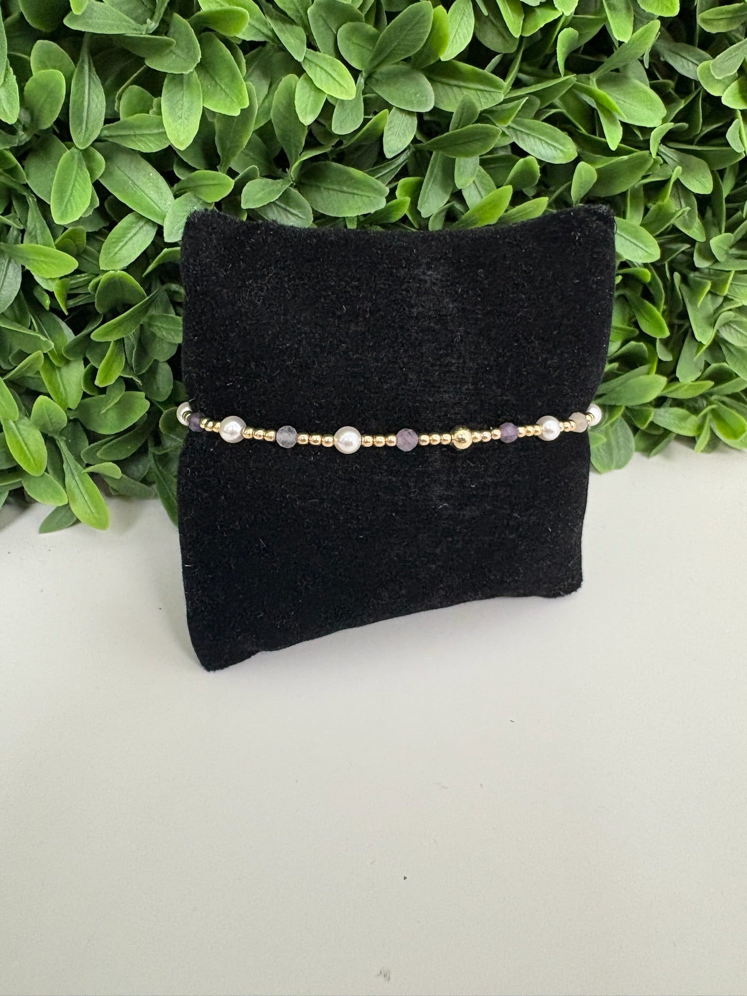 EXTENDS - PEARL SINCERITY PATTERN 4MM BEAD BRACELET - AMETHYST