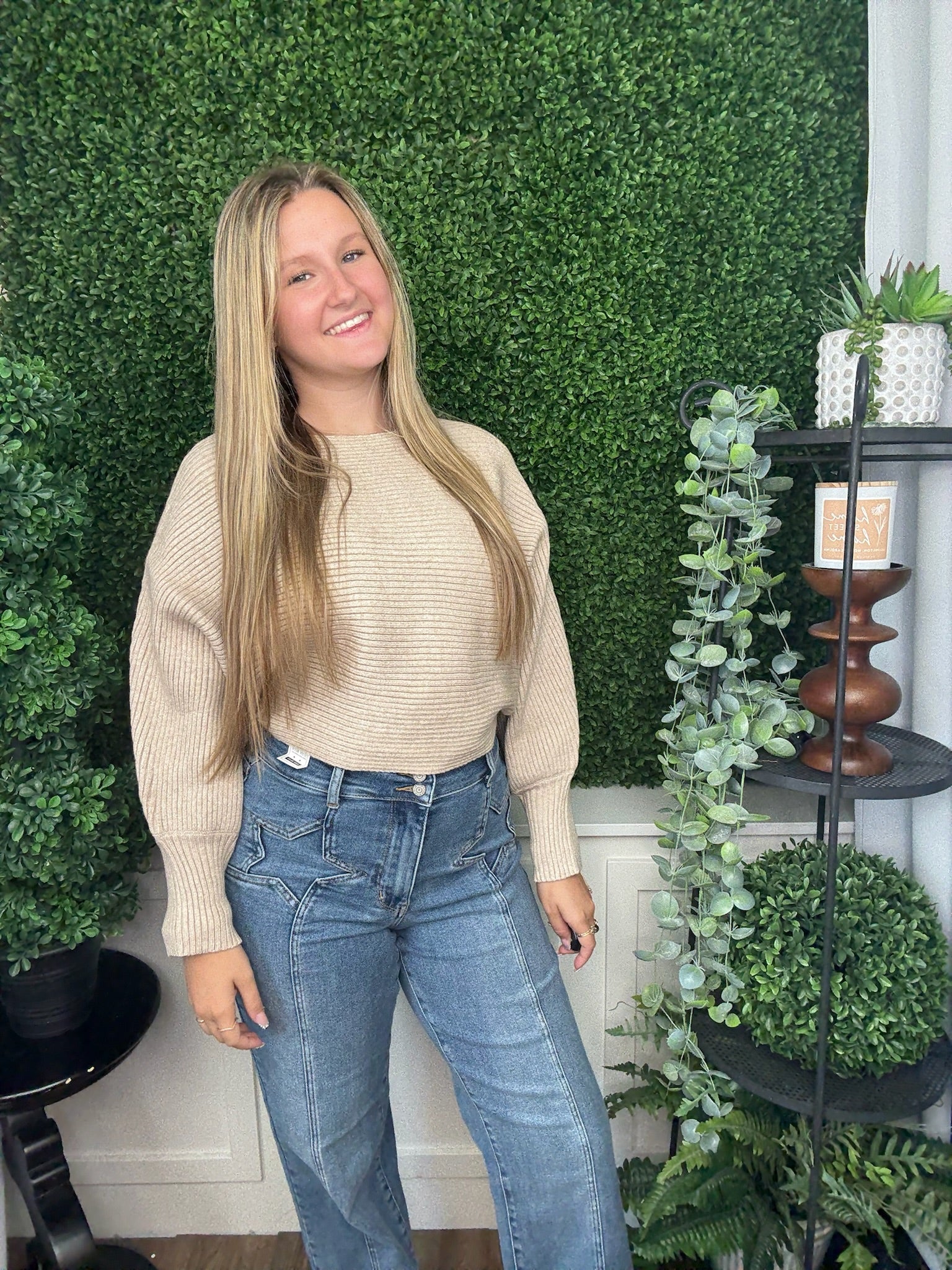 ROUND NECK SWEATER TOP - GOLD