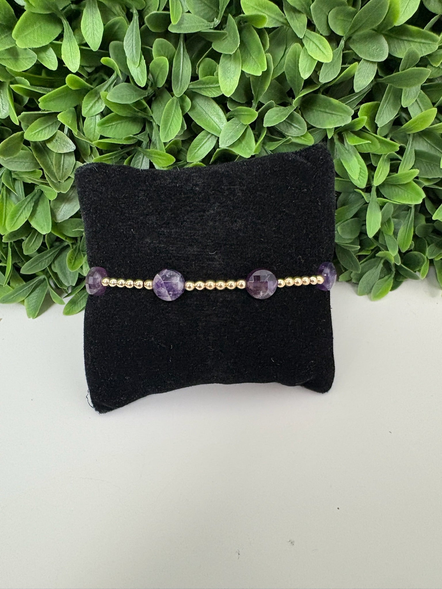 EXTENDS - ADMIRE GOLD 3MM BEAD BRACELET - AMETHYST