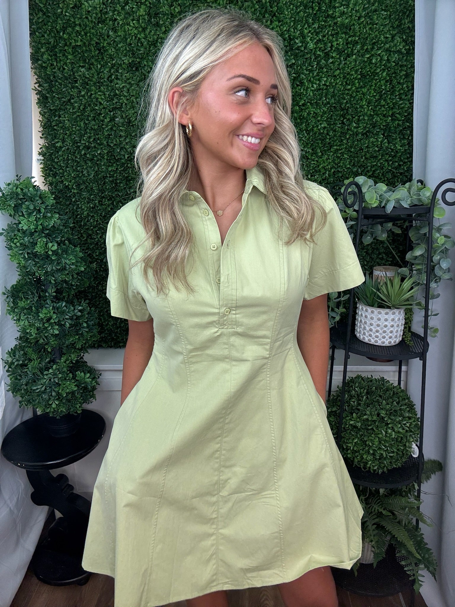 Tailored Collar Poplin Dress