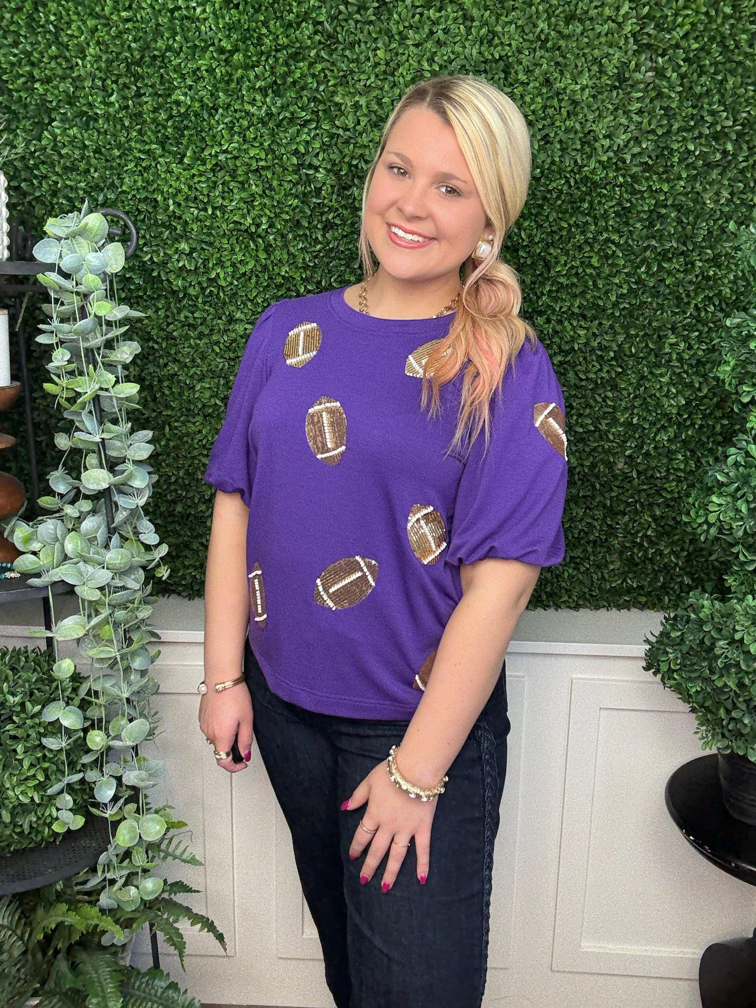 TINA FOOTBALLS TOP PURPLE/GOLD