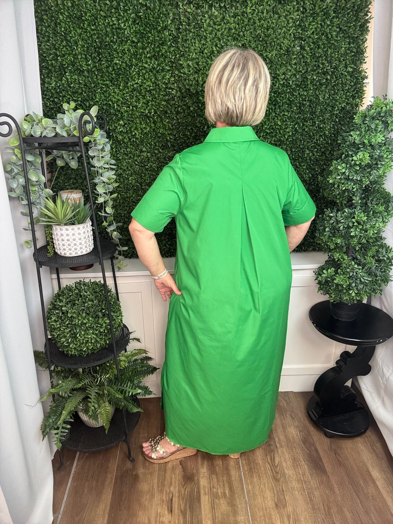 Button Front Midi Shirt Dress