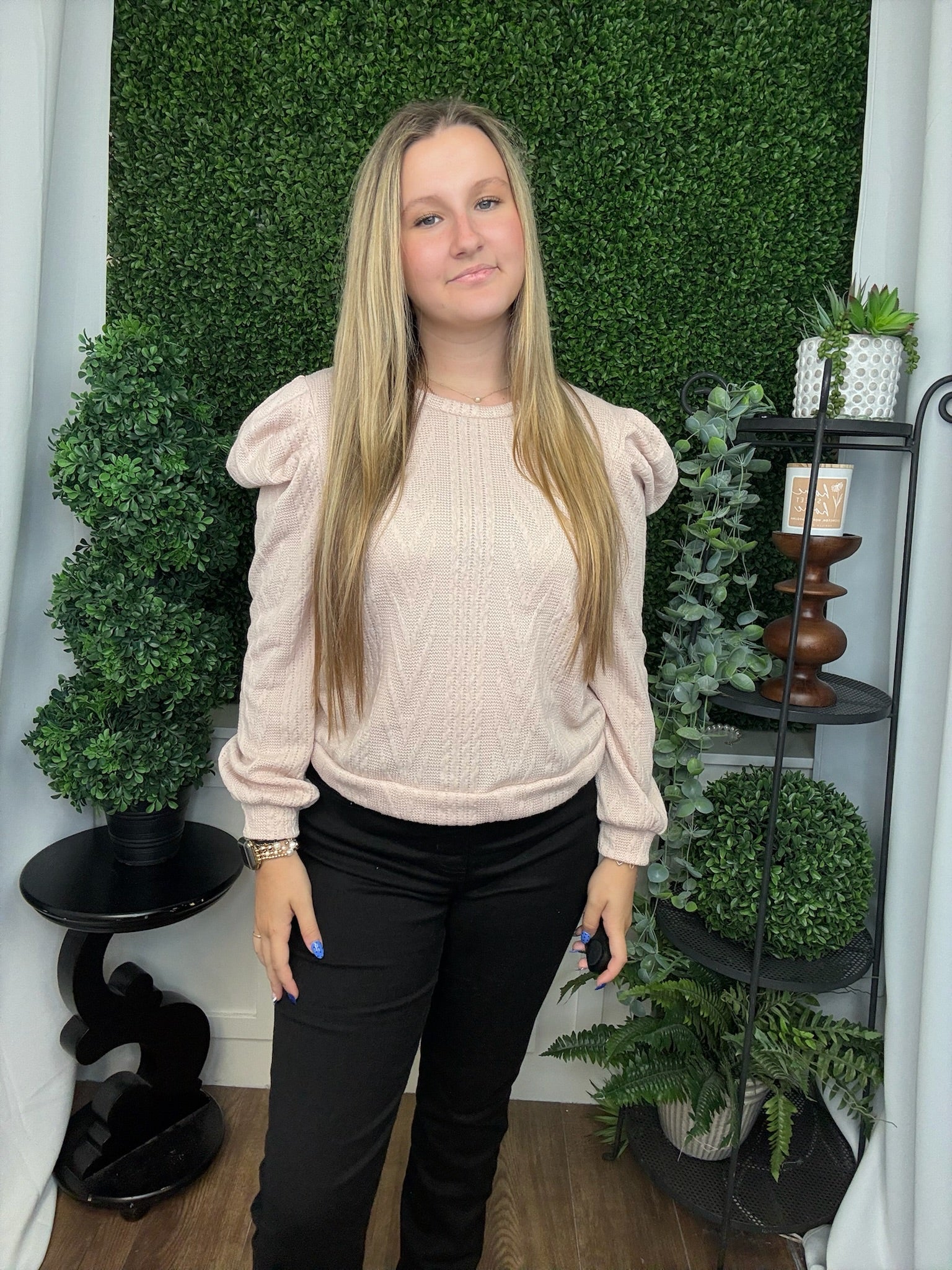 VANESSA LONG SLEEVE TOP - LIGHT TAUPE