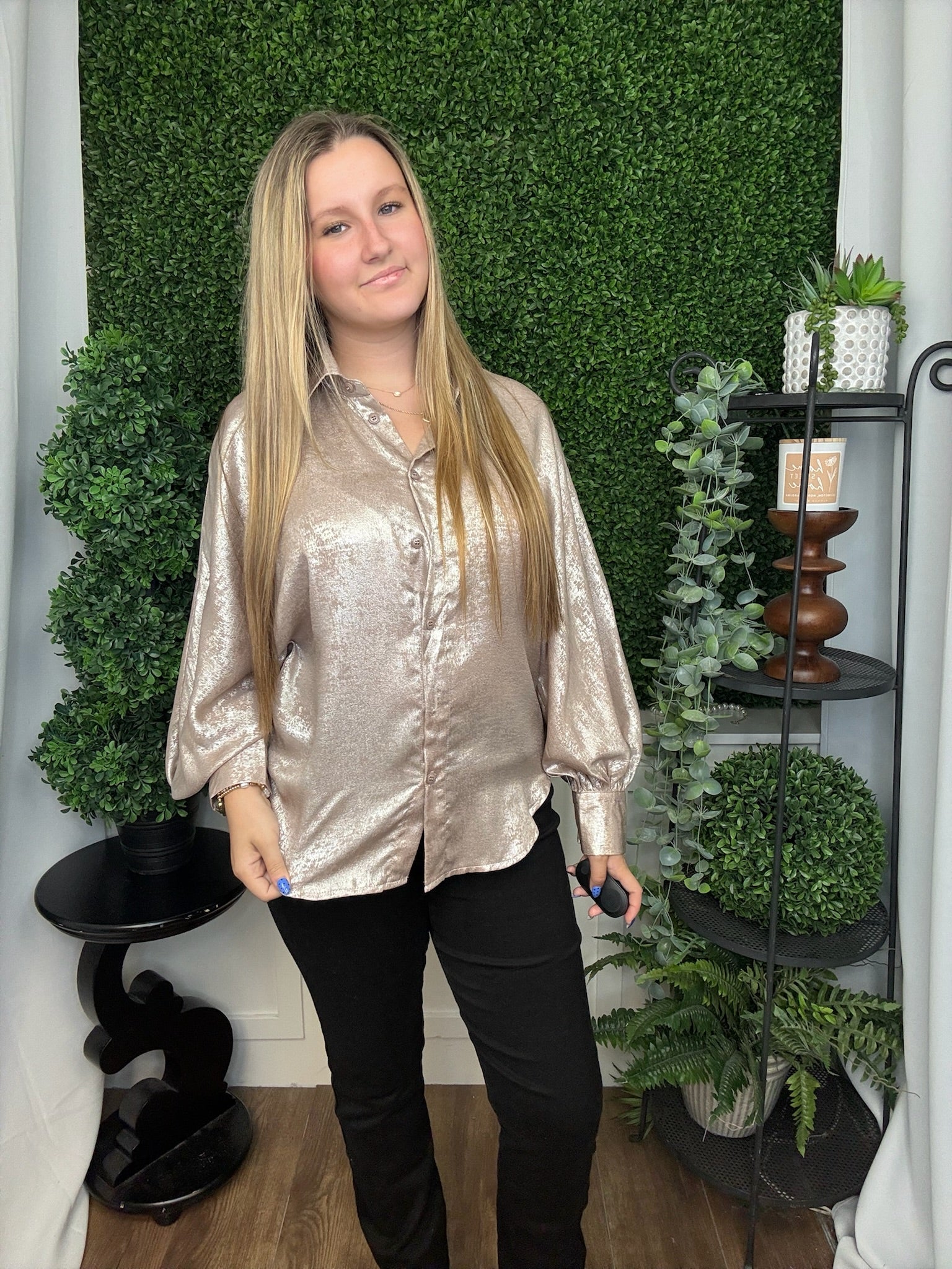 VOLUMINOUS SLEEVE BLOUSE - TAUPE