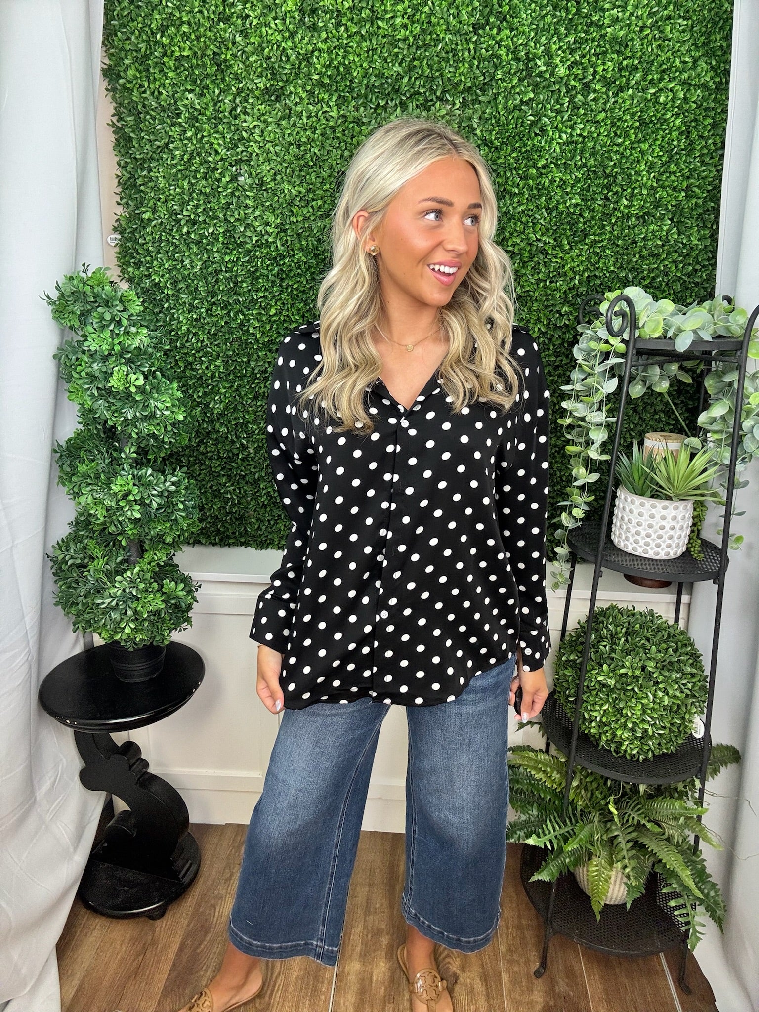 Kathryn Classic Button-Up - Polka Dot