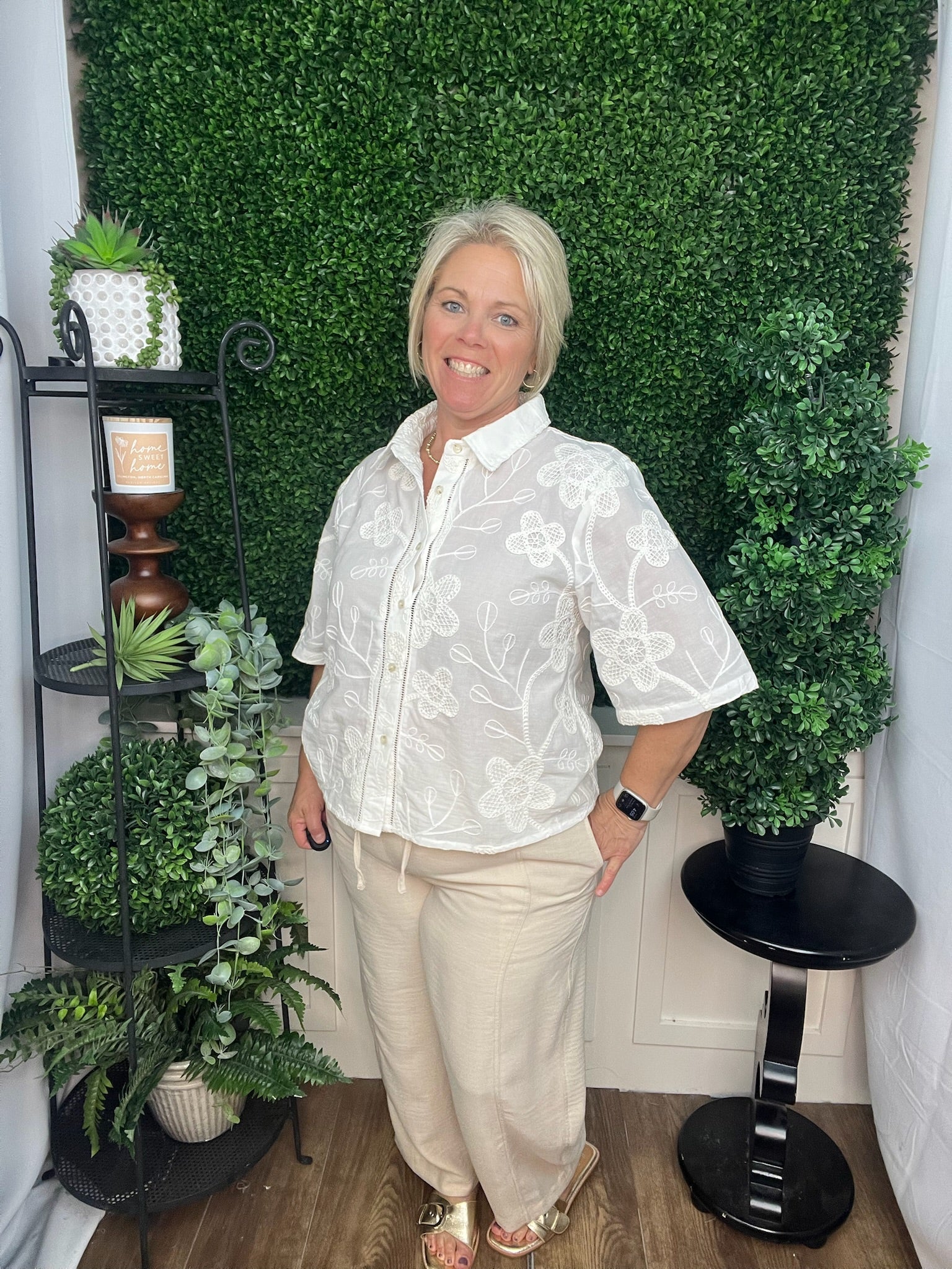 WHITE SHEER HALF SLEEVE SHIRT