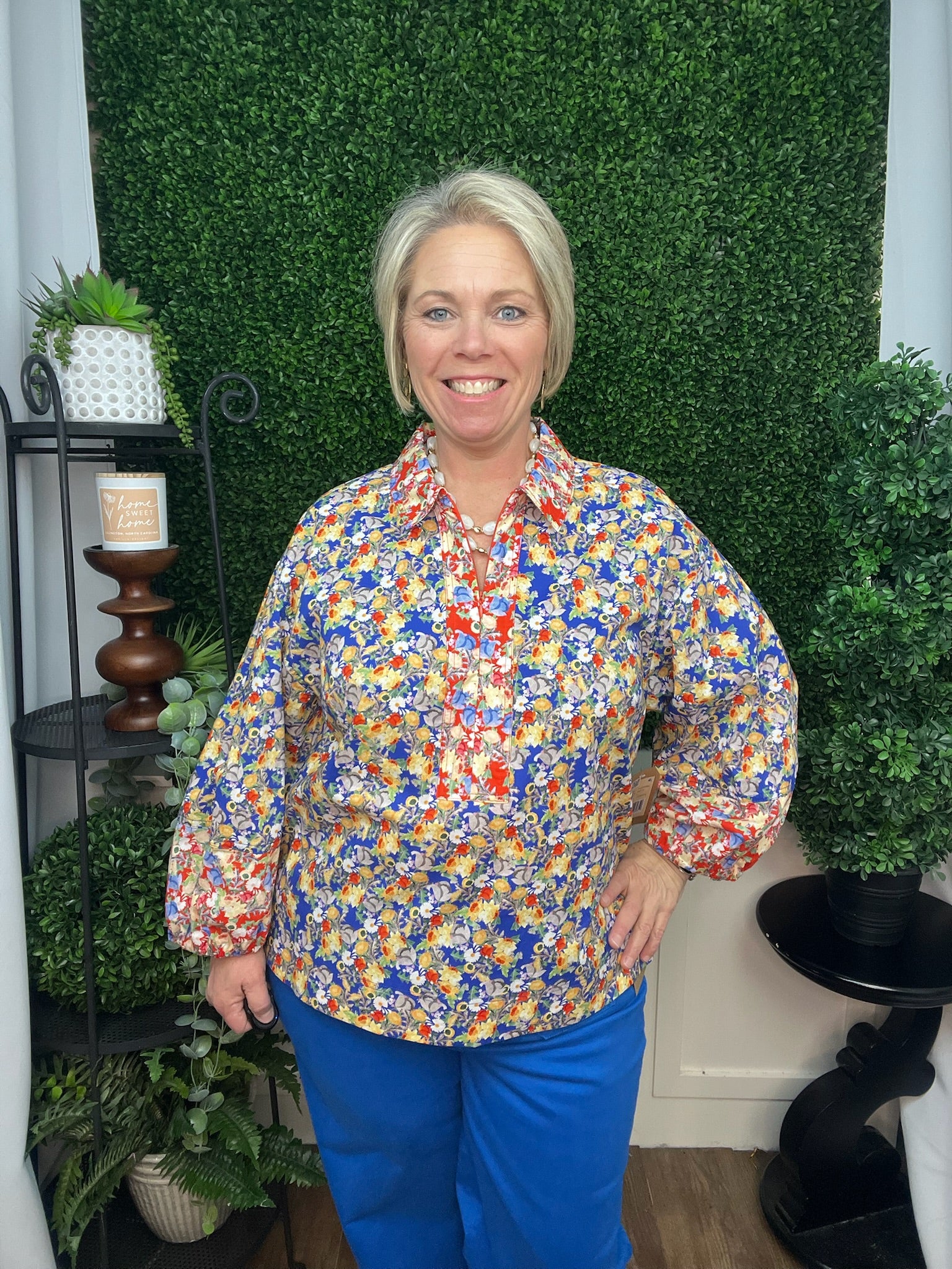 ZIP FRONT PRINT TOP - MULTI