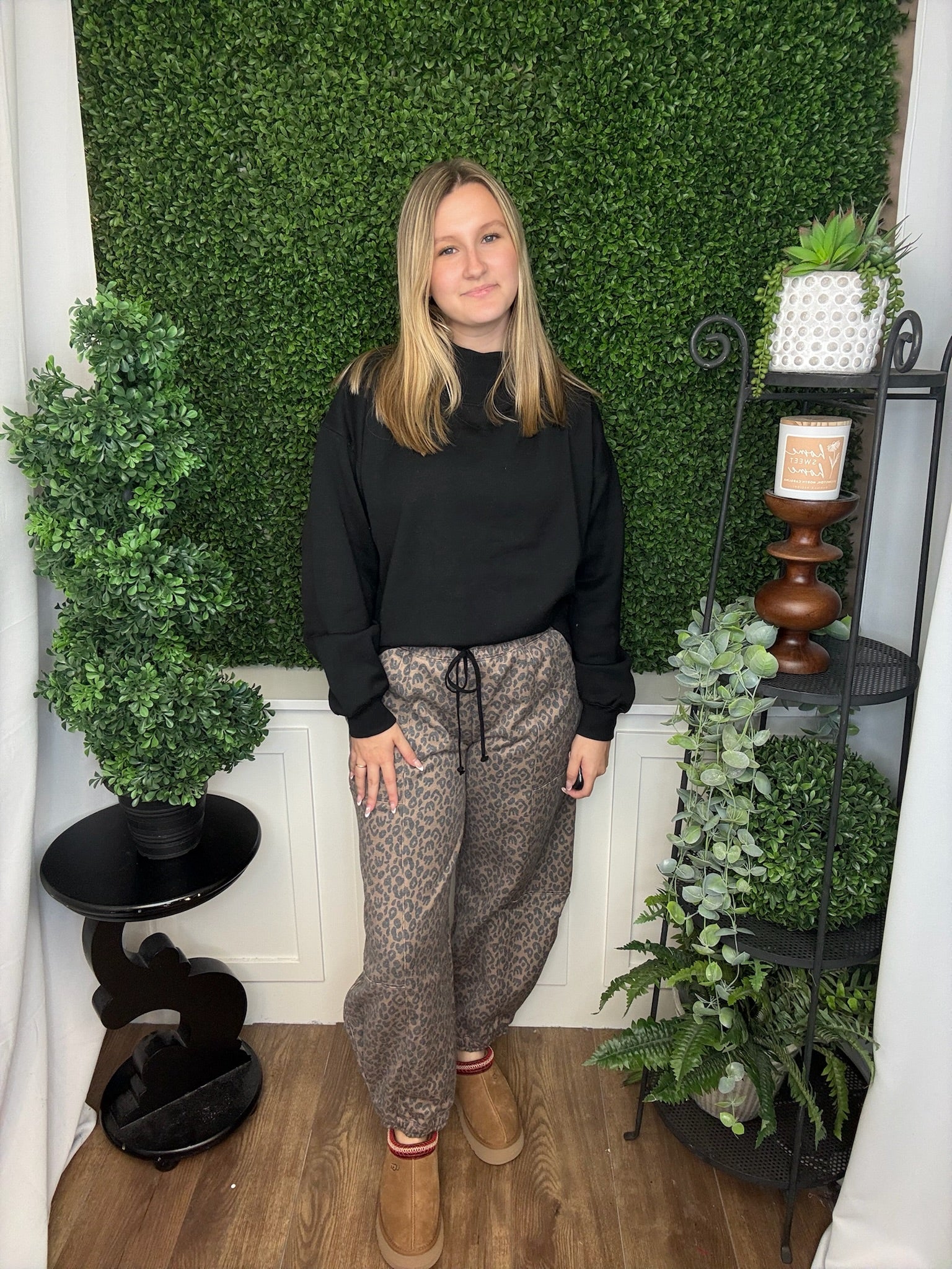 LEOPARD PRINT JOGGERS CHOCOLATE/BLACK