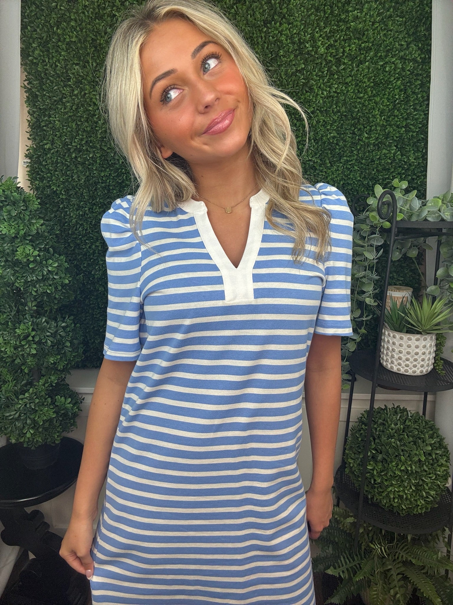 DRESS ADELYN T-SHIRT BLUE/WHITE STRIPE