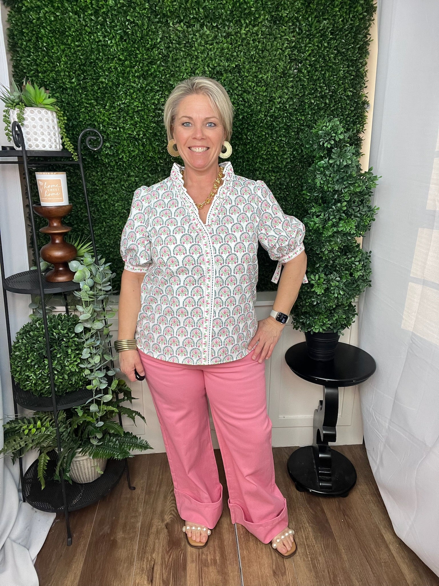 TOP BRYNN SUNSHOWER FLORAL WHITE