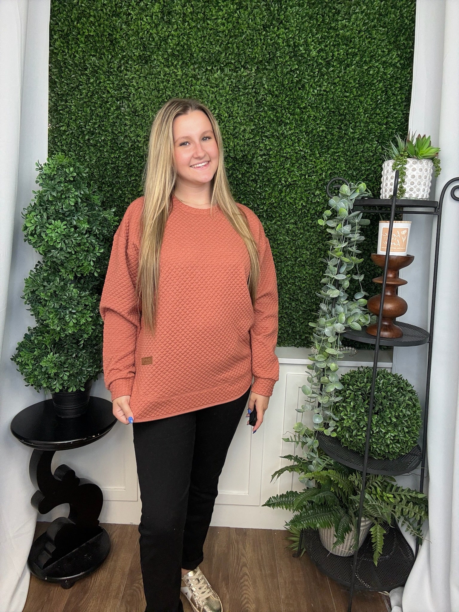 KERRY QUILT LS TOP - COPPER