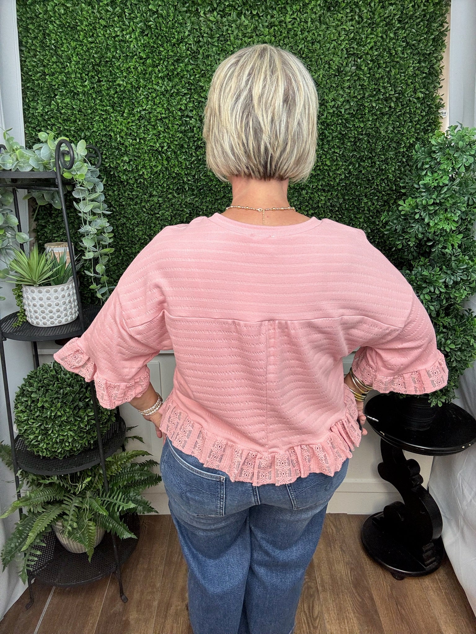 Lace Ruffle Hem Sweater Top