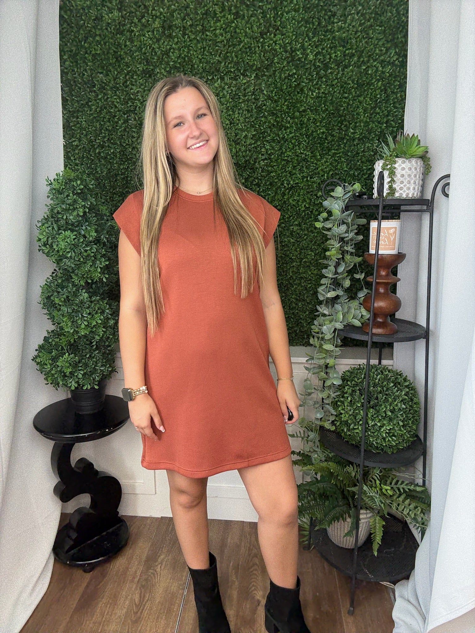 SOLID CAP SLEVE MINI DRESS