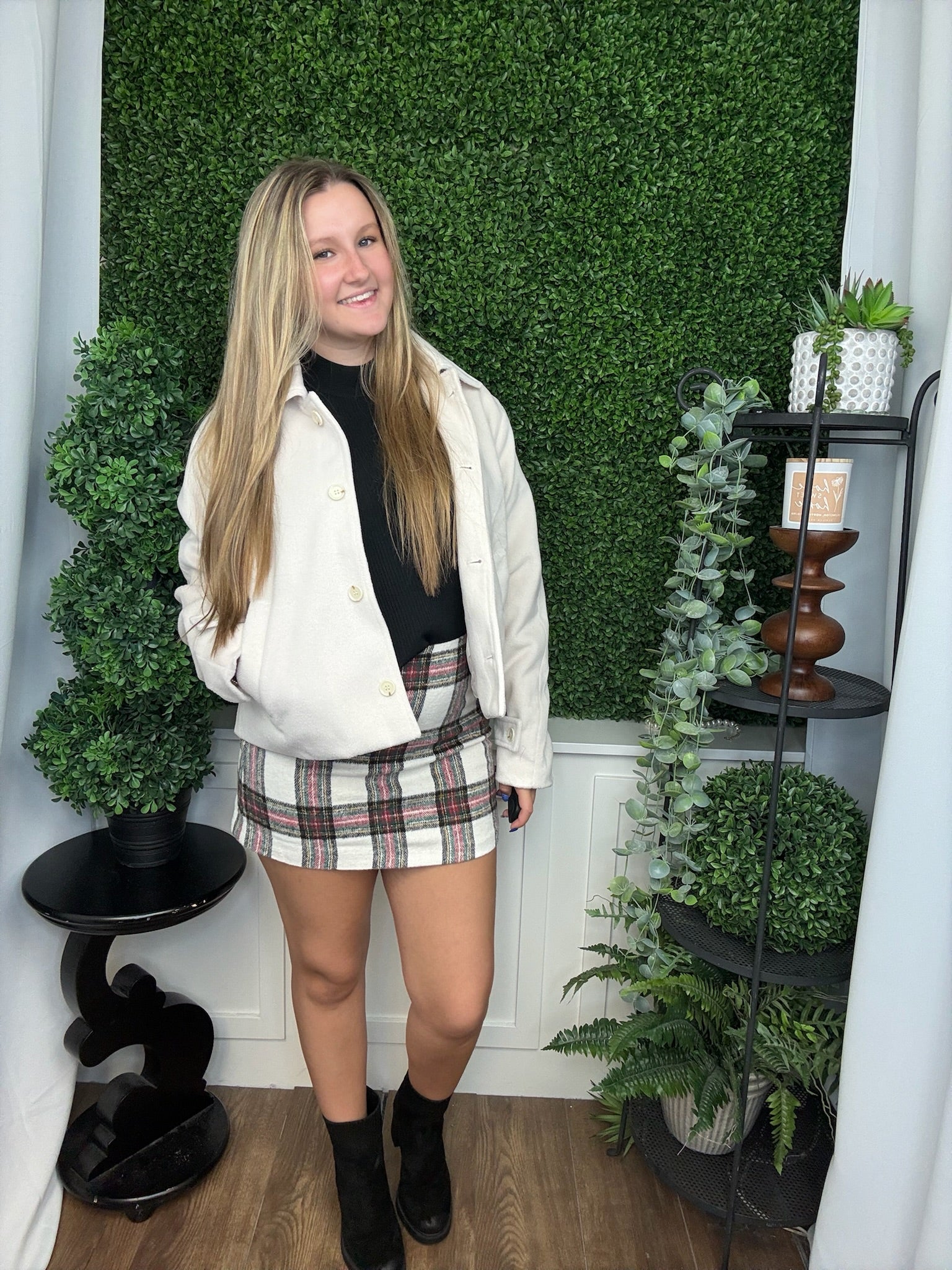 BRUSHED BUTTON-UP JACKET - CREAM