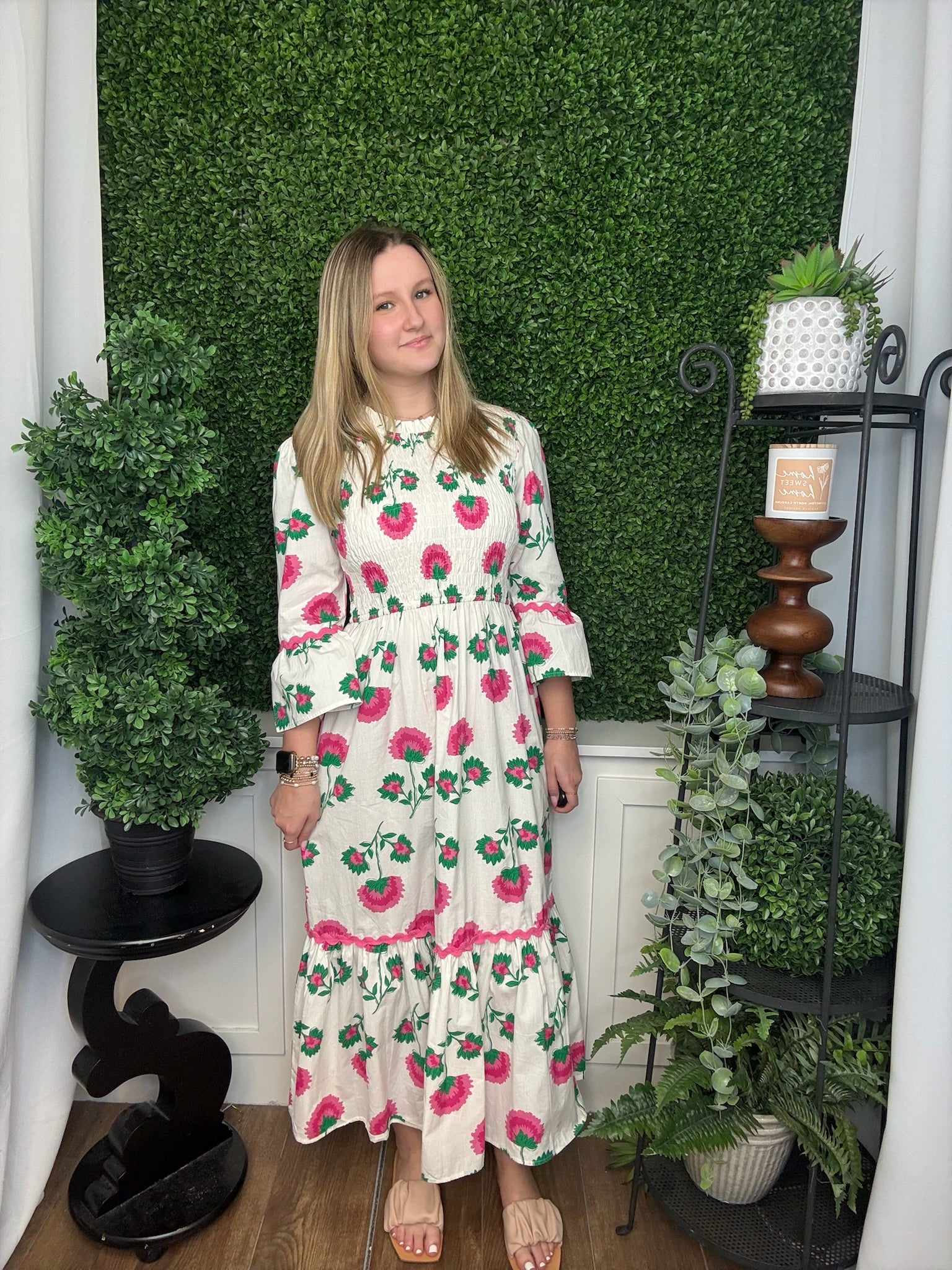 ELLIE SMOCKED DRESS - WHITE