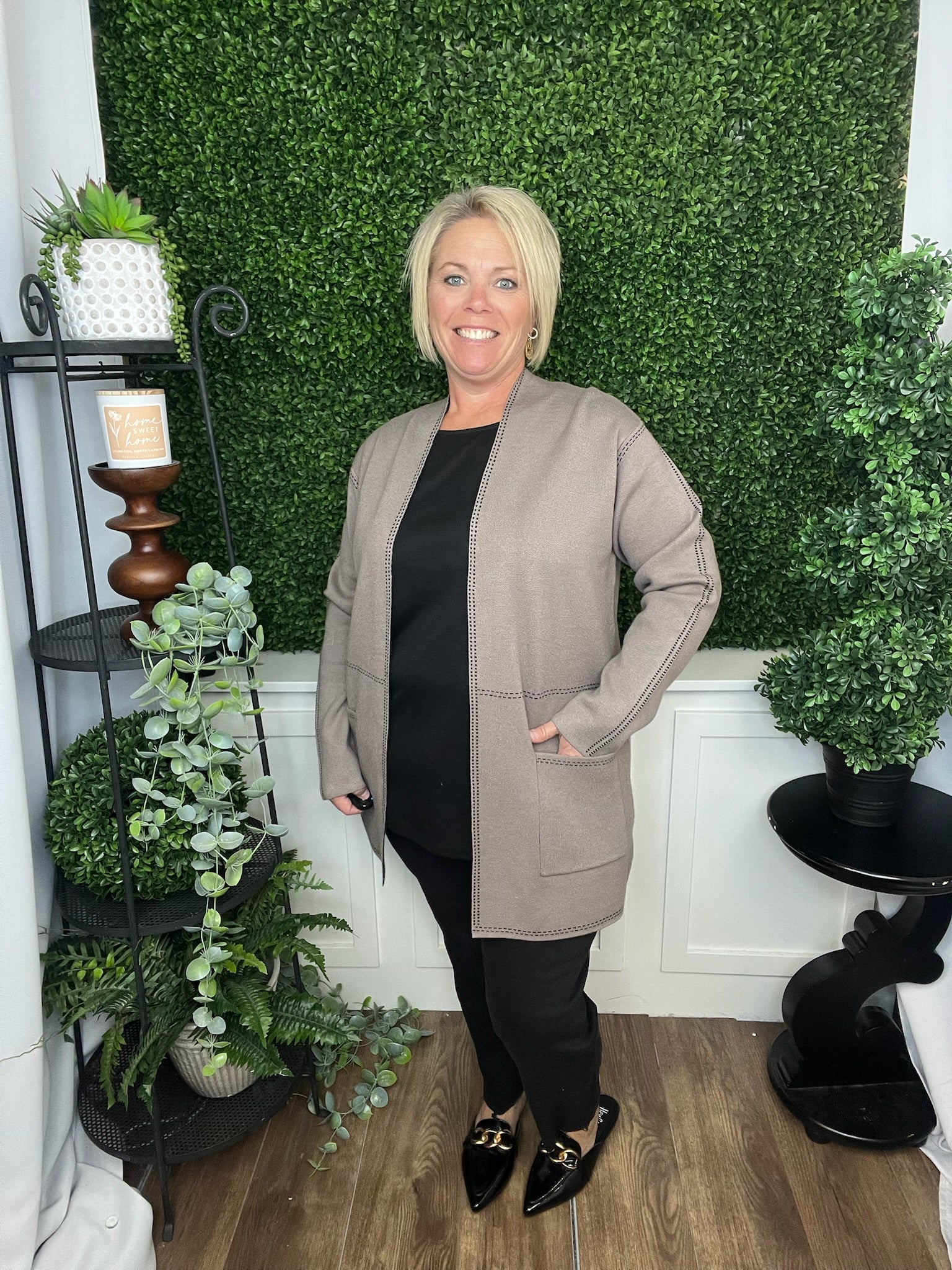 LS OPEN FRONT HEAVY SWEATER - DARK MOCHA