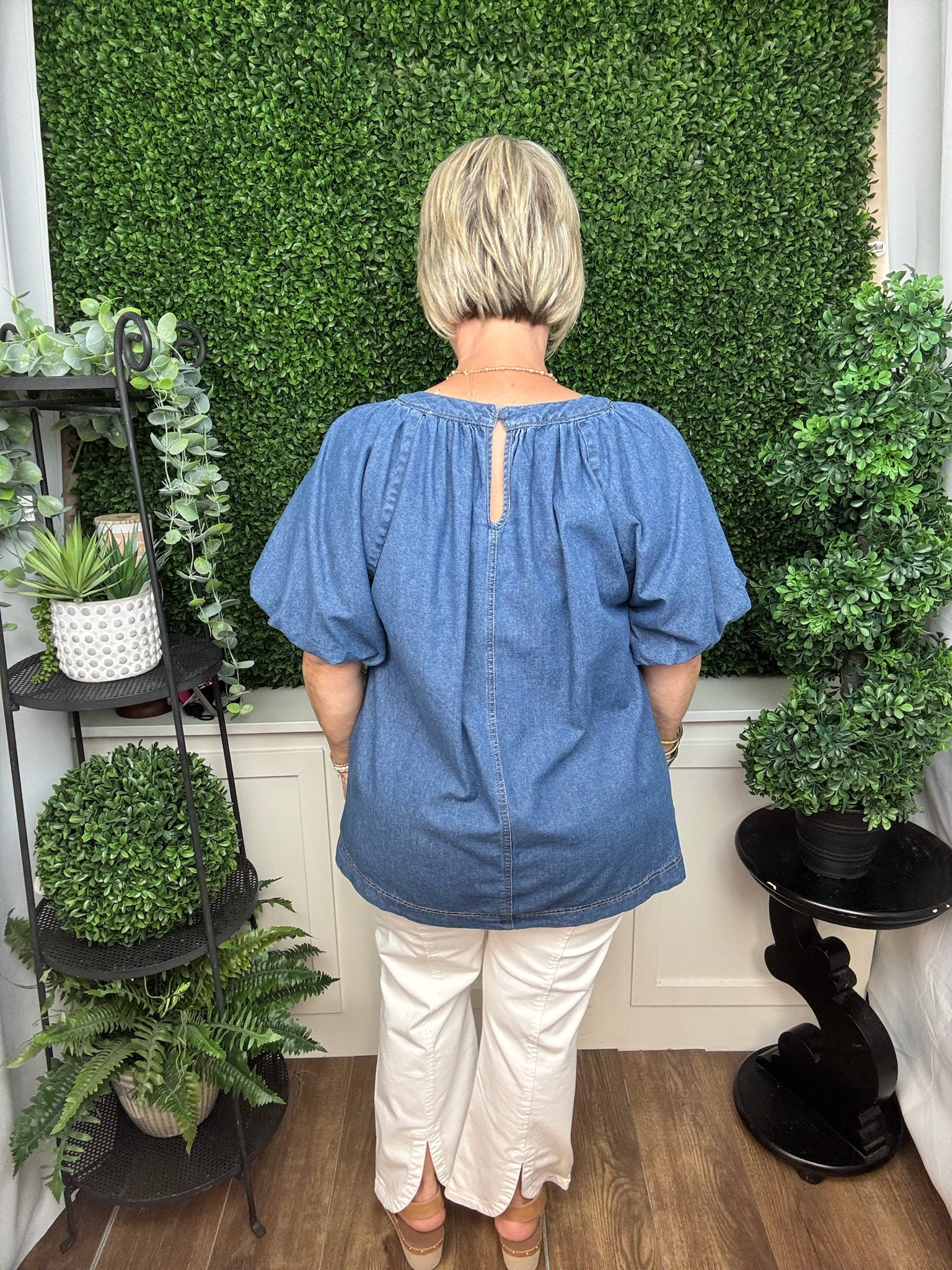 Breeze Pleated Denim Top