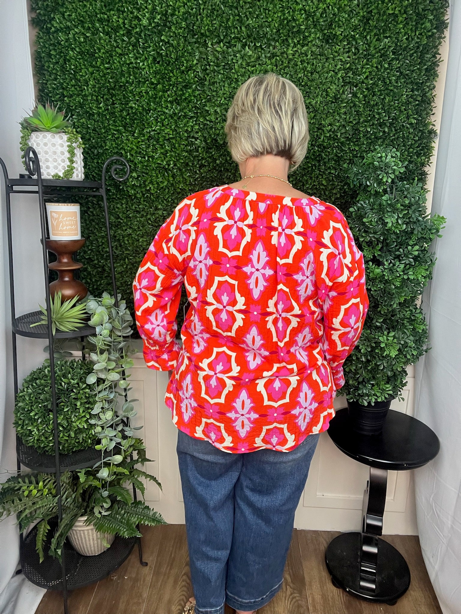 WOVEN POPOVER TUNIC VNECK - PNKLEM