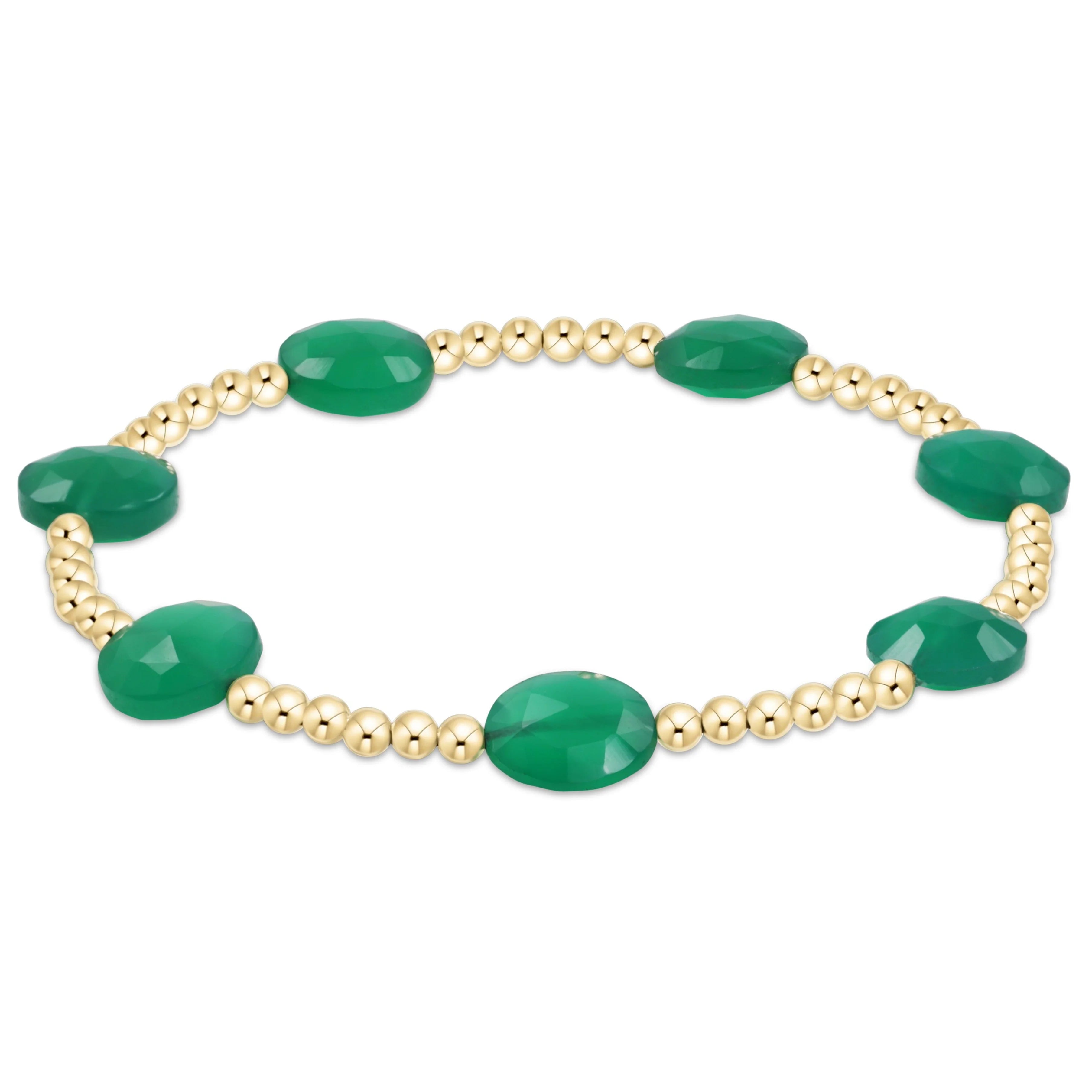 EXT ADMIRE GOLD 3MM BEAD BRAC - GREEN ONYX
