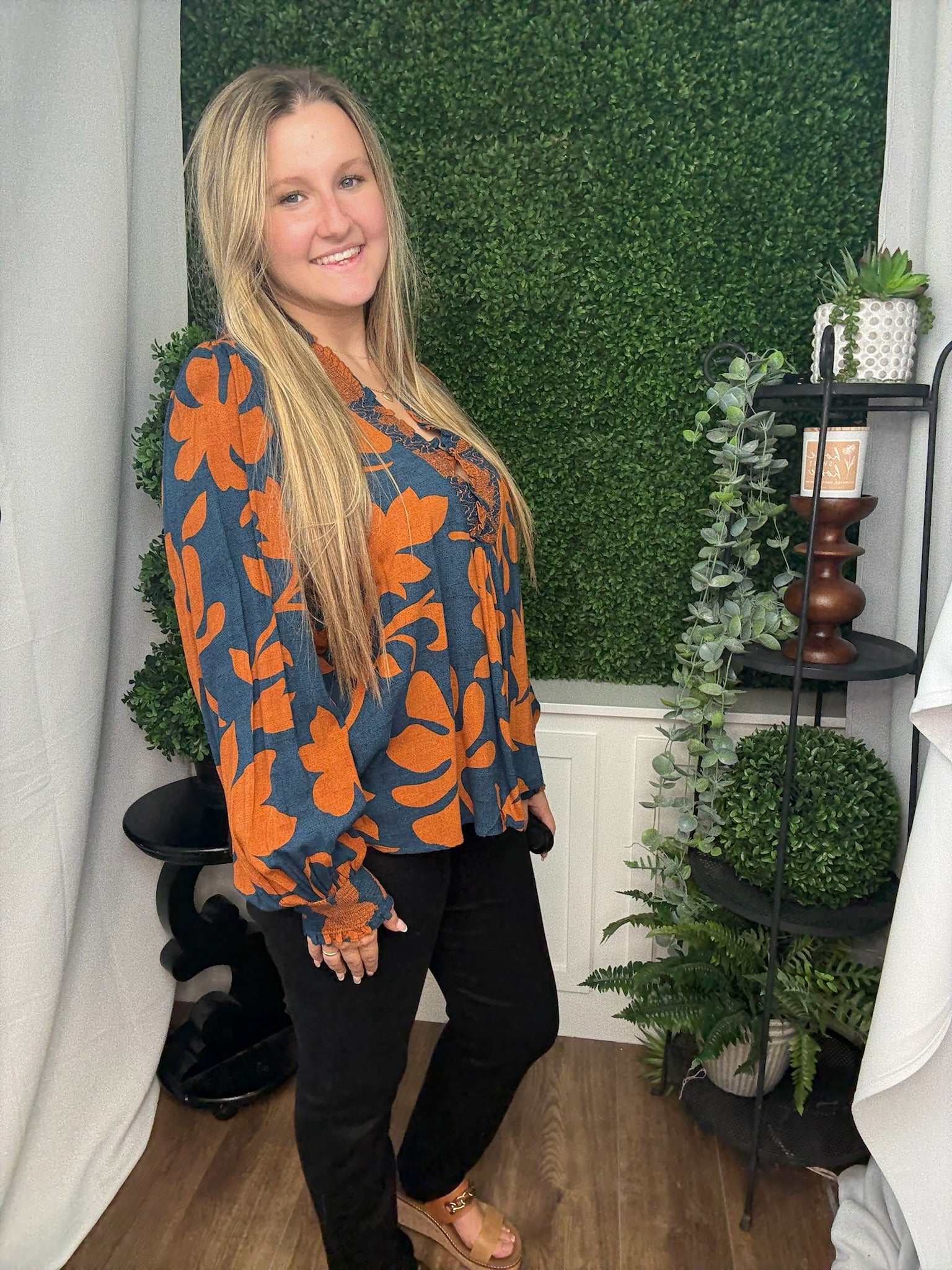 PRINTED RAYON CHALLIS TOP - WOODNIGHT