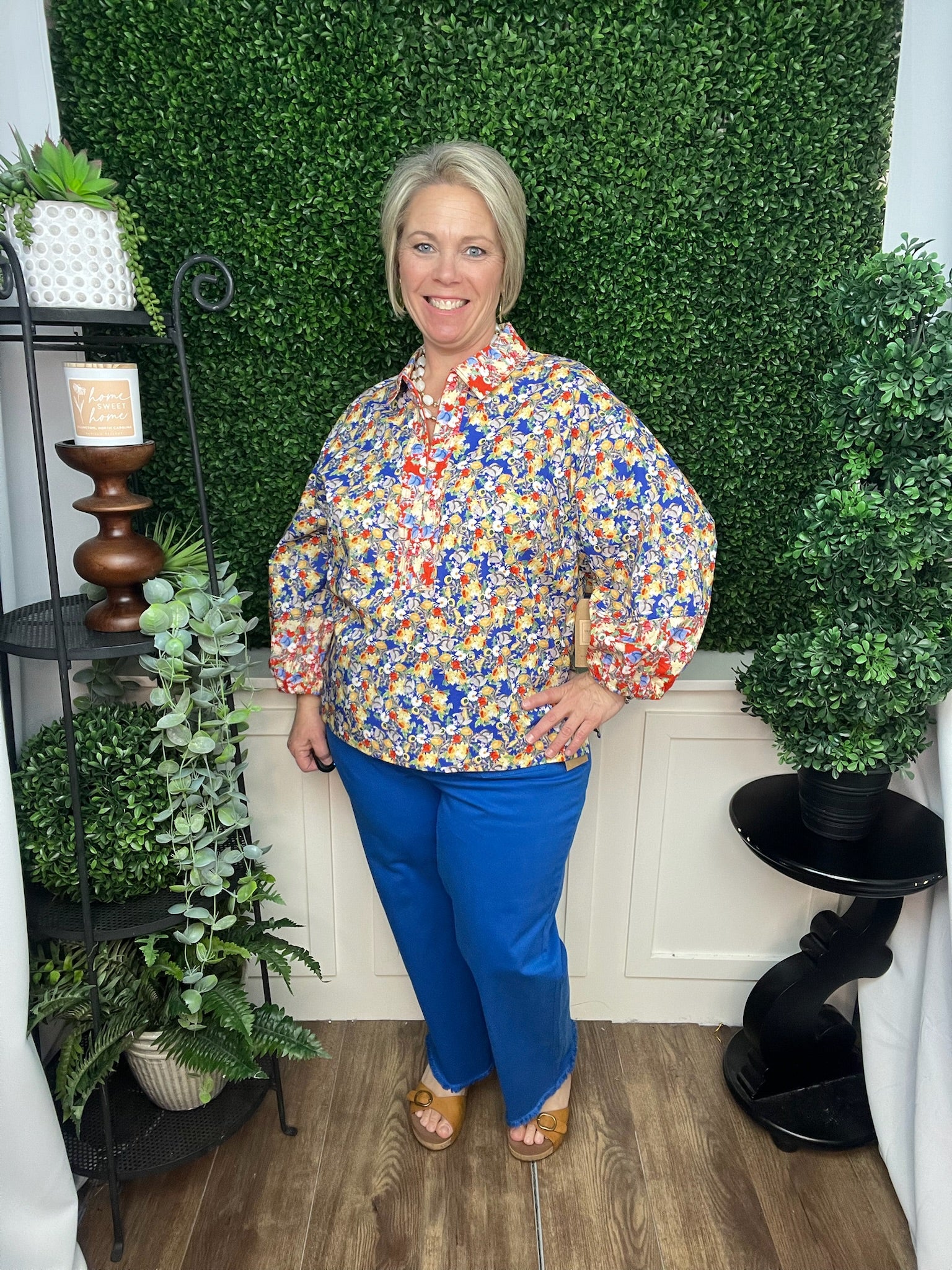 ZIP FRONT PRINT TOP - MULTI